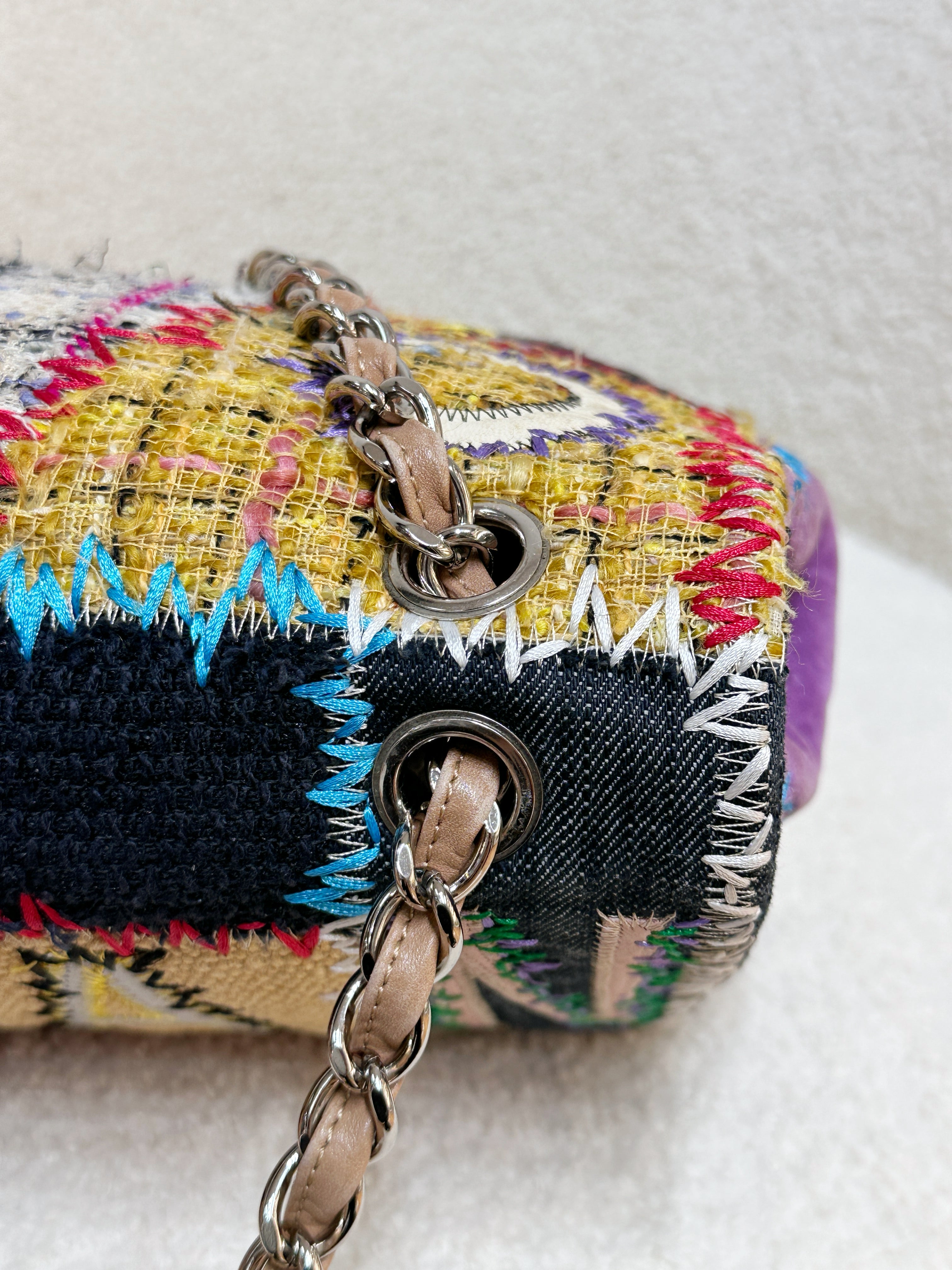 CHANEL TIMELESS PATCHWORK MULTICOLOR JUMBO SINGLE FLAP BAG 1443 holo card