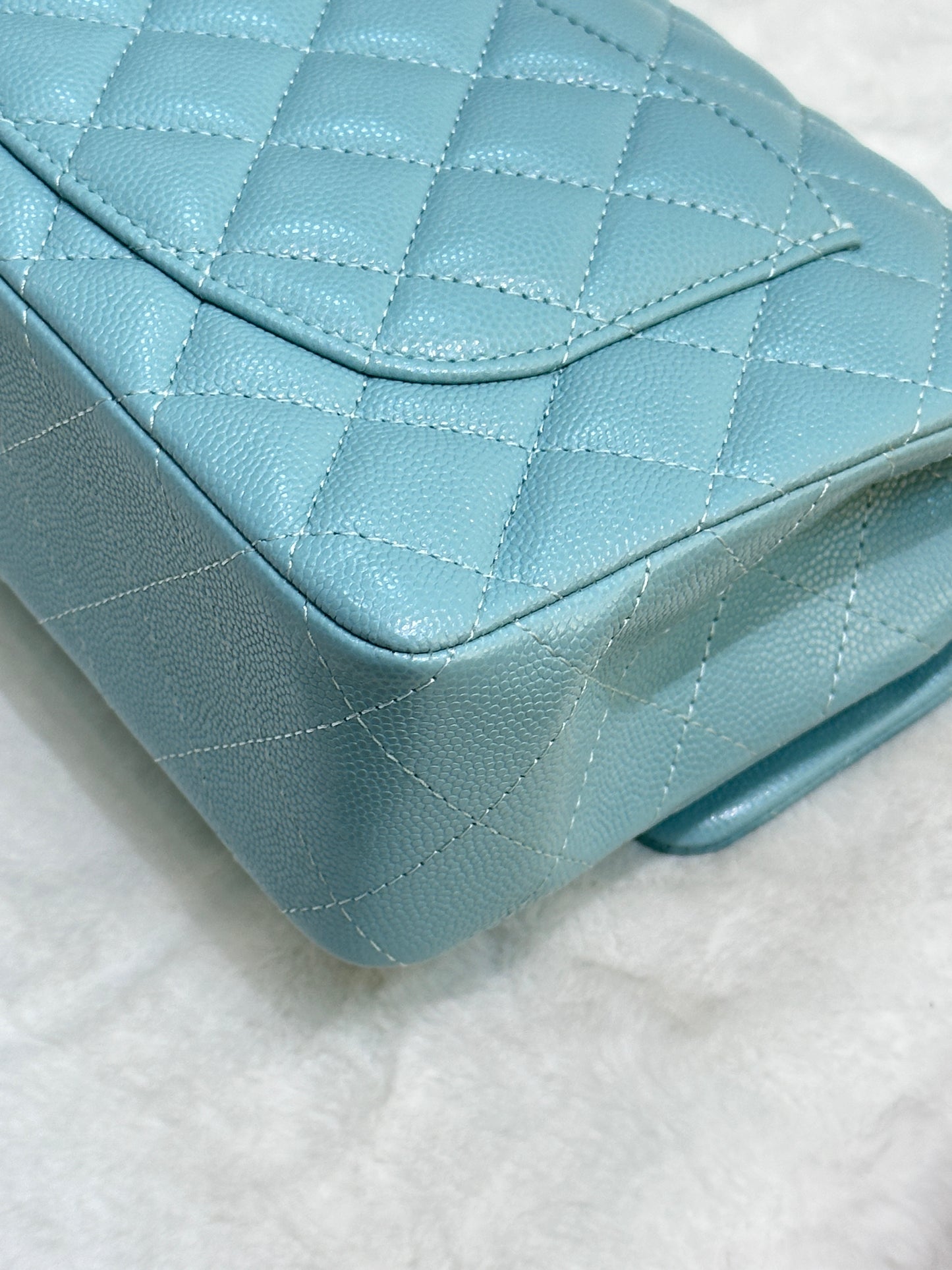 Chanel 20C Small Classic Double Flap Tiffany Blue Caviar GHW