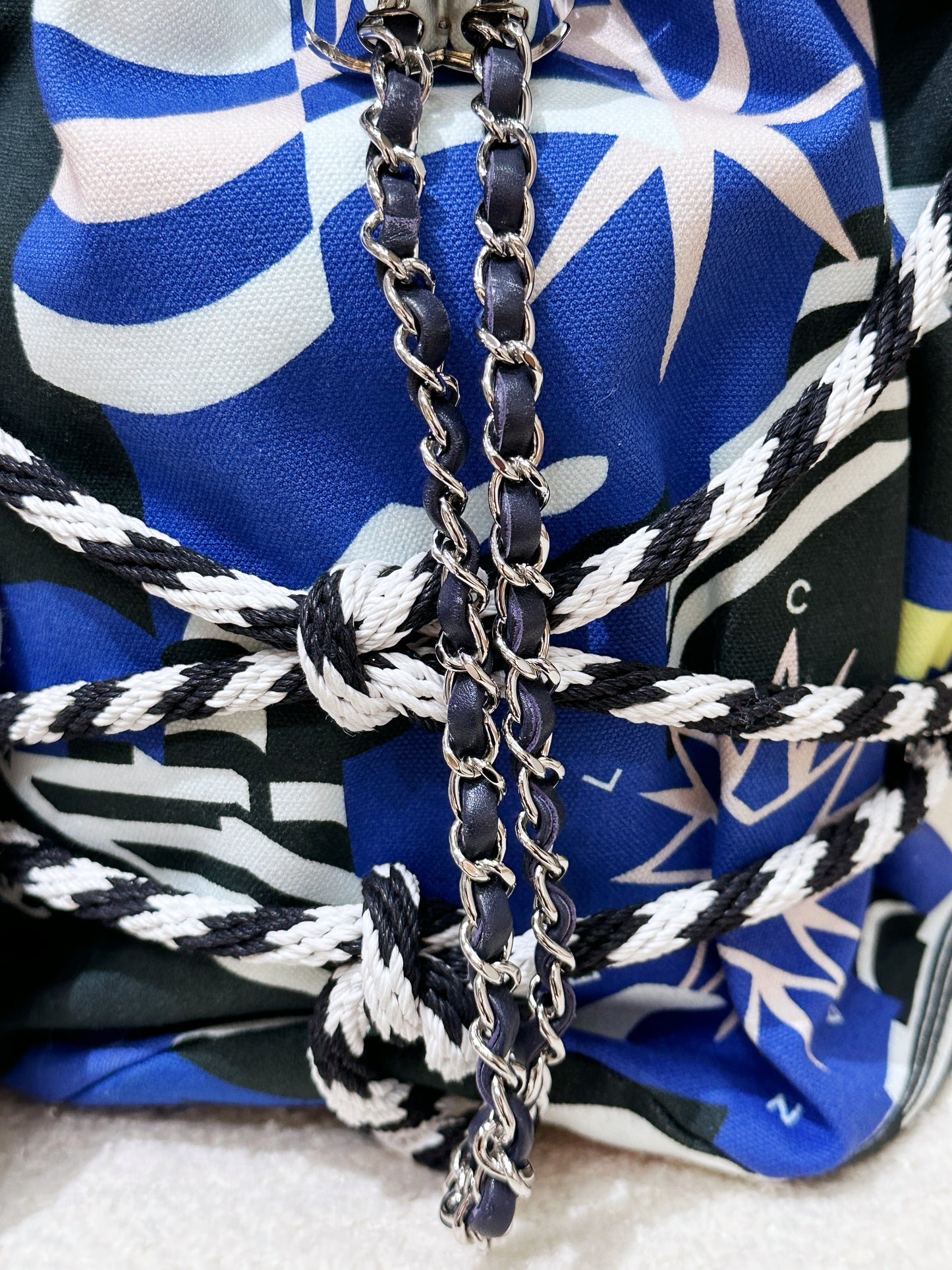 Chanel Blue Cotton Drawstring Bag Multiple colors 2704 holo card