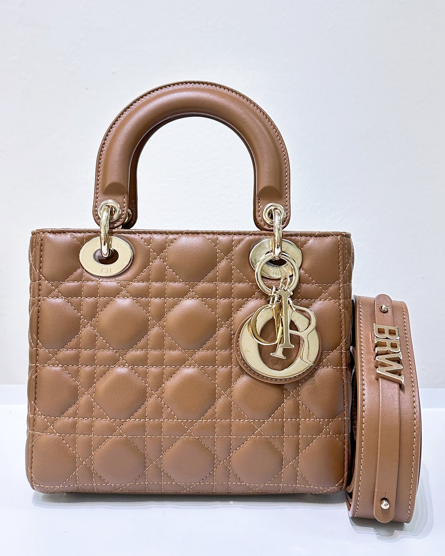 Small Lady Dior My ABCDior Cannage Lambskin Brown