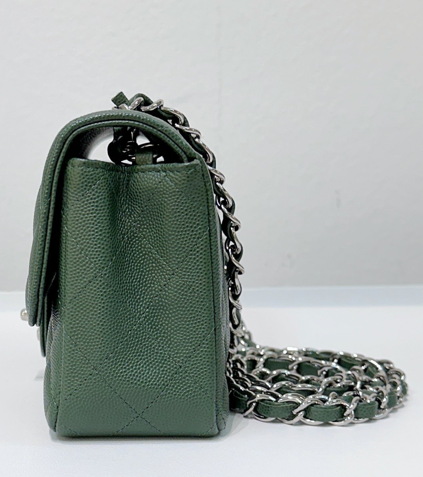 Chanel Caviar Quilted Mini Rectangular Flap Green