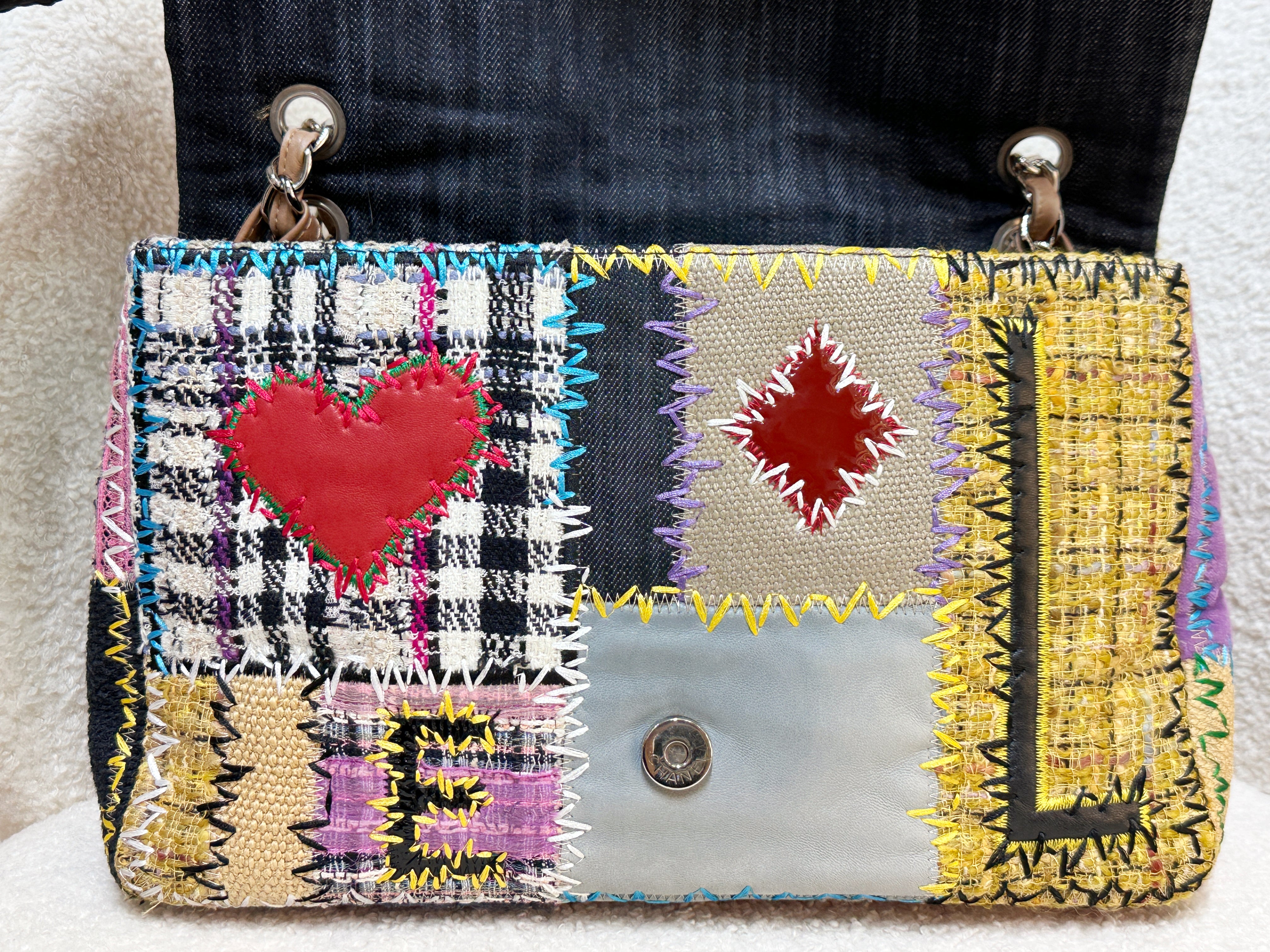 CHANEL TIMELESS PATCHWORK MULTICOLOR JUMBO SINGLE FLAP BAG 1443 holo card