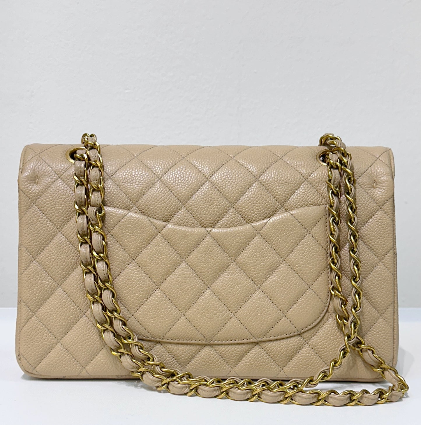 Chanel Medium Vintage Timeless Classic Leather Caviar Beige