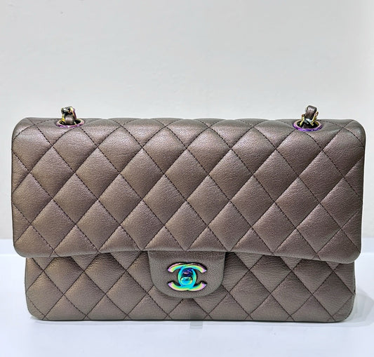 CHANEL Classic Bronze Double Flap Iridescent Hardware