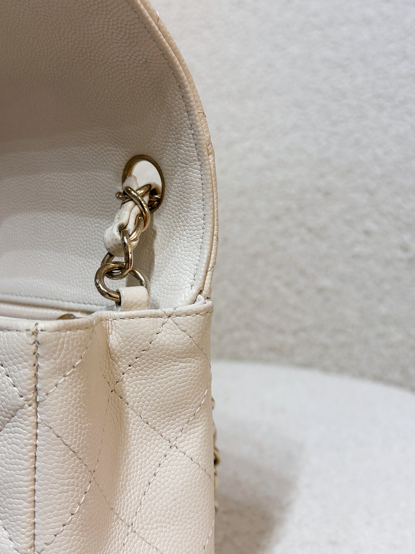 Chanel Mini Rectangular Classic Quilted Caviar Ivory 17C GHW 2383 holo card