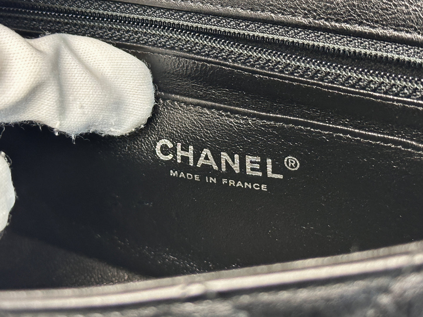 Chanel Quilted Mini Rectangular Flap So Black Crumpled Calfskin Bag 2400 holo card