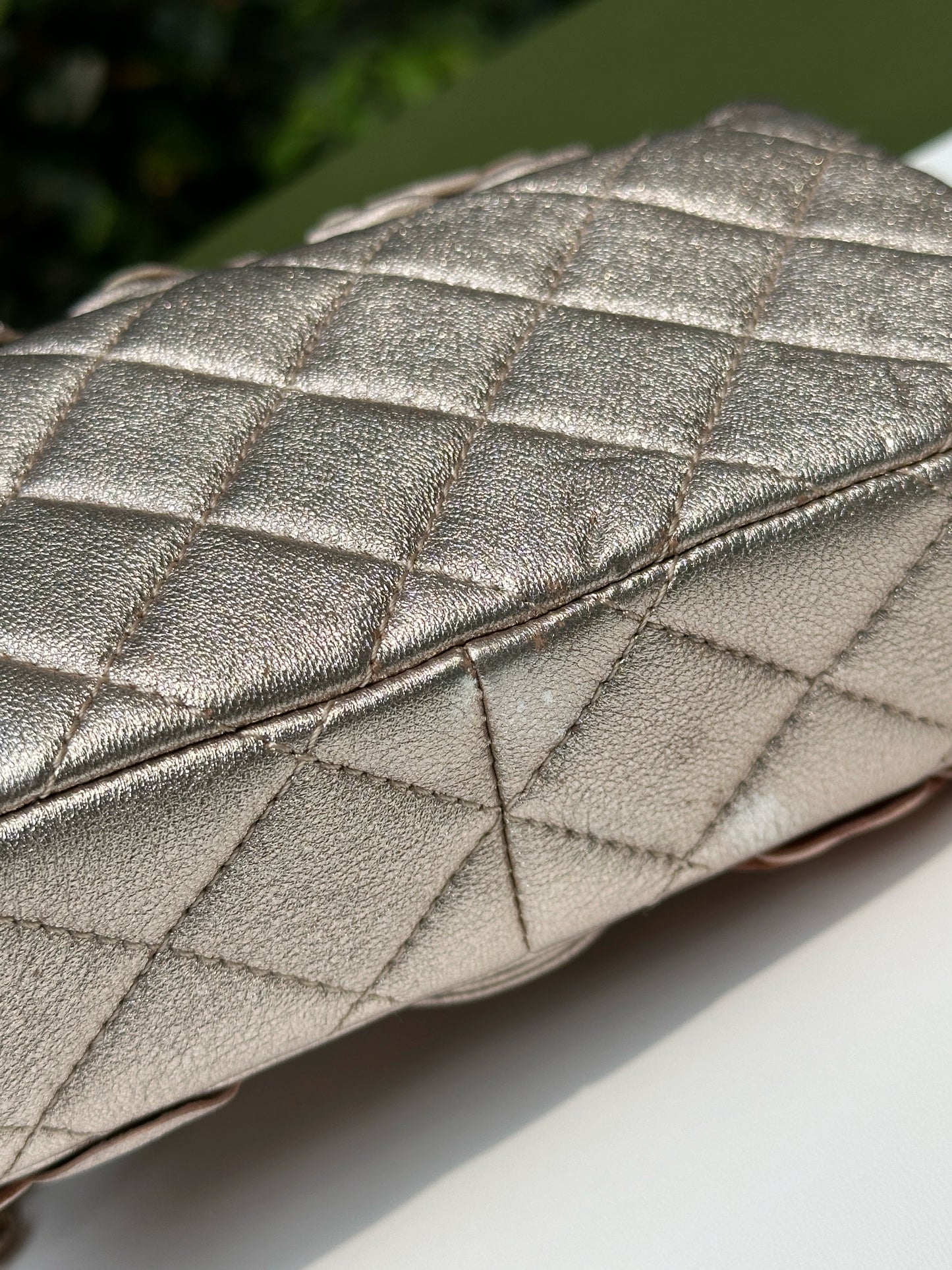 Chanel Camellia Mini Metallic Rose Gold/Pink Lambskin Gold Hardware 2078 holo card