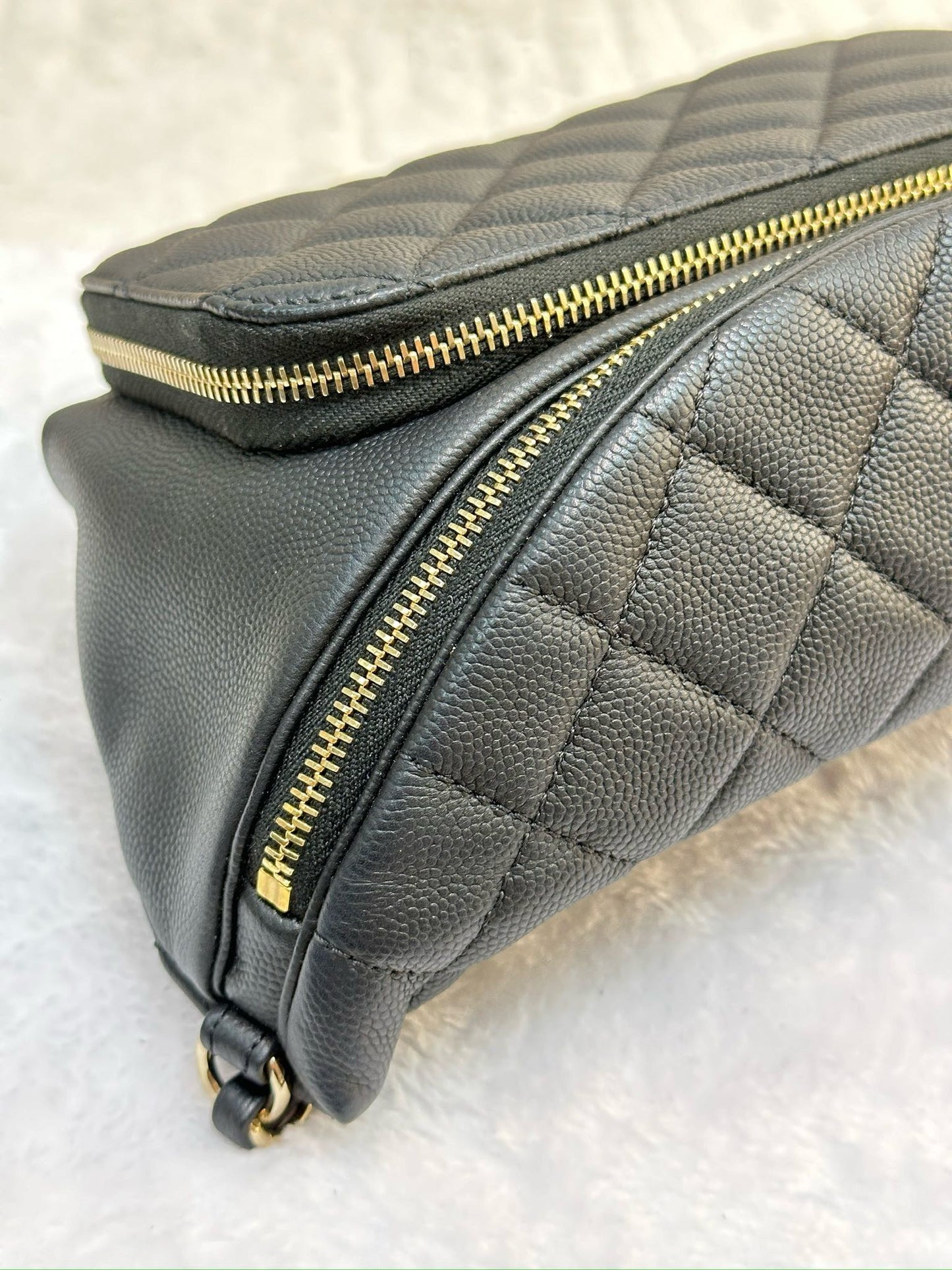 Chanel Black Quilted Caviar Leather Business Affinity Waist Belt Bag