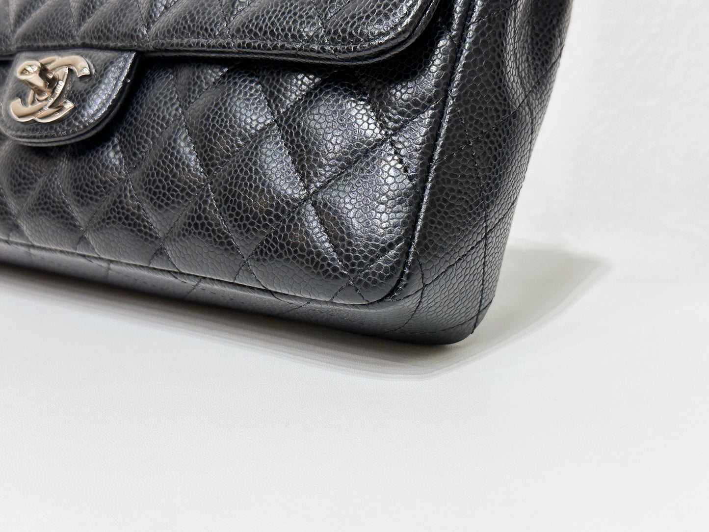 Chanel Caviar East West Flap Bag Black SHW 1172 holo card