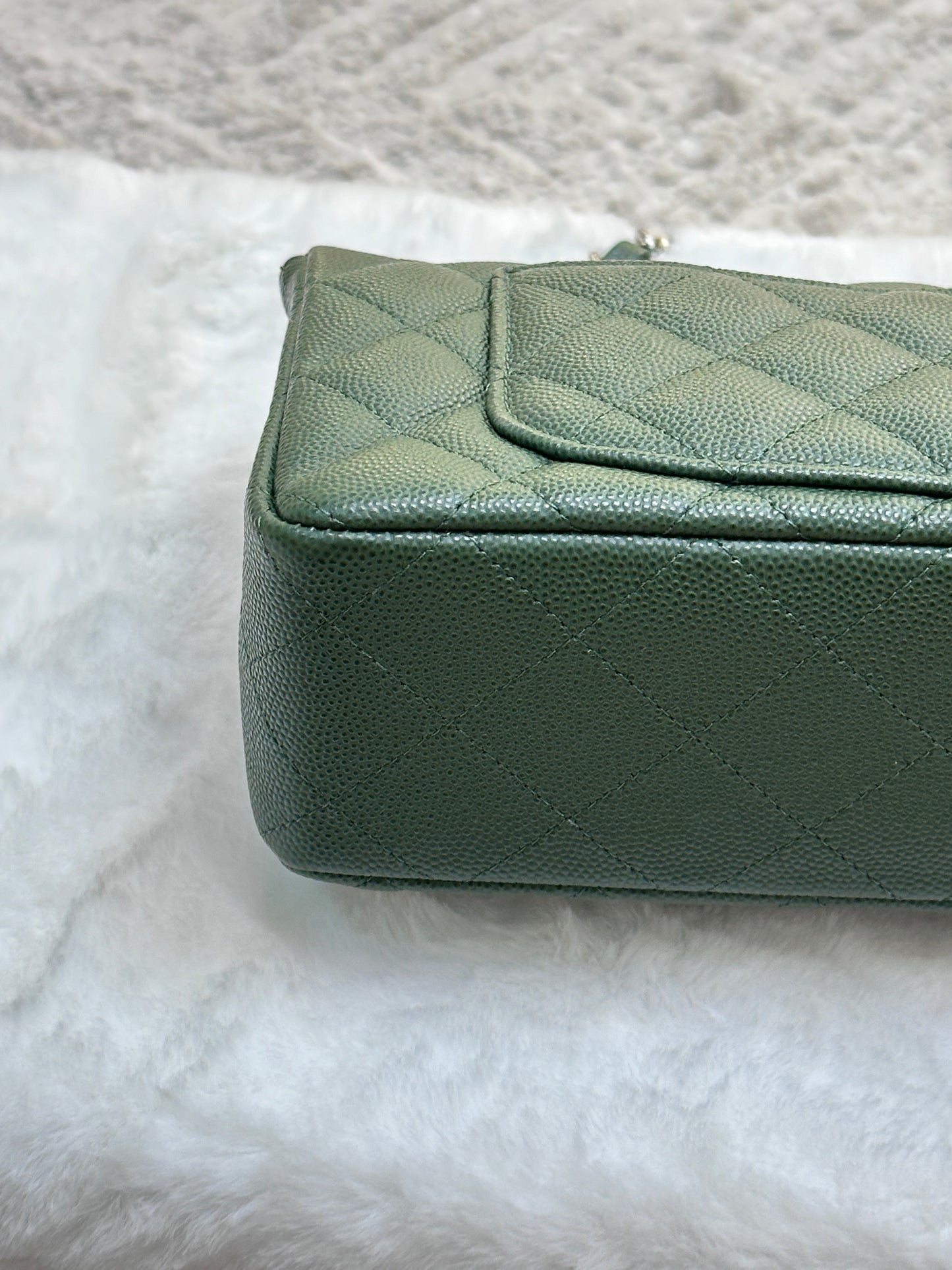 Chanel Caviar Quilted Mini Rectangular Flap Green