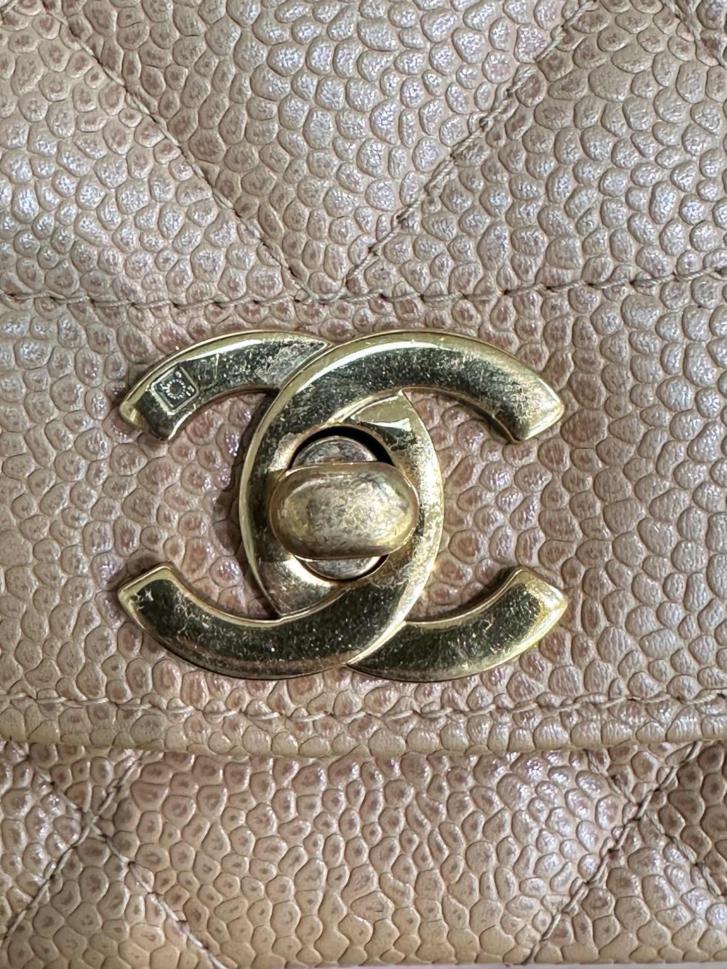 Chanel Medium Vintage Diana Flap Bag Beige Caviar Gold Hardware