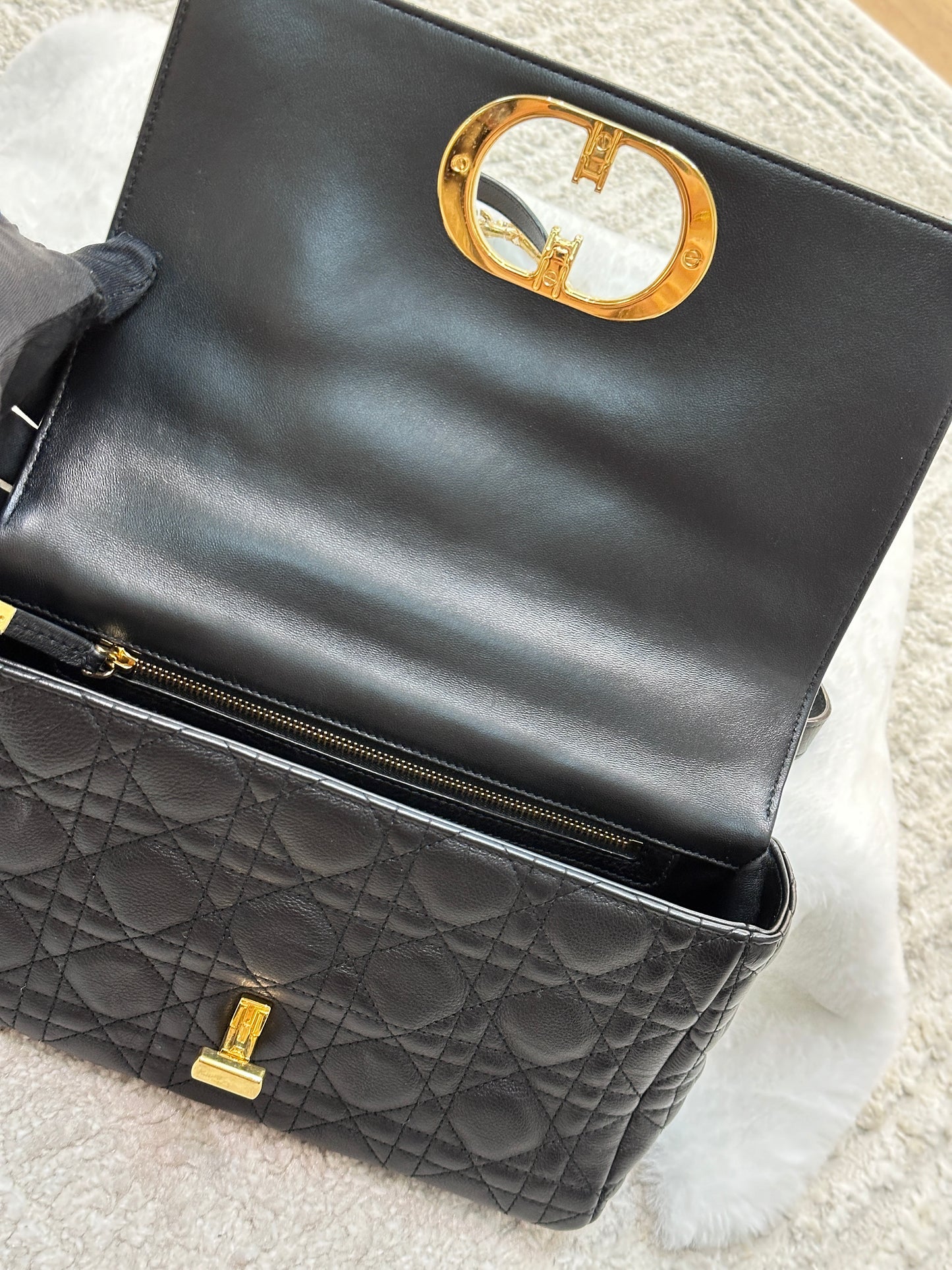 Dior Medium Caro Bag Supple Cannage Calfskin Black GHW