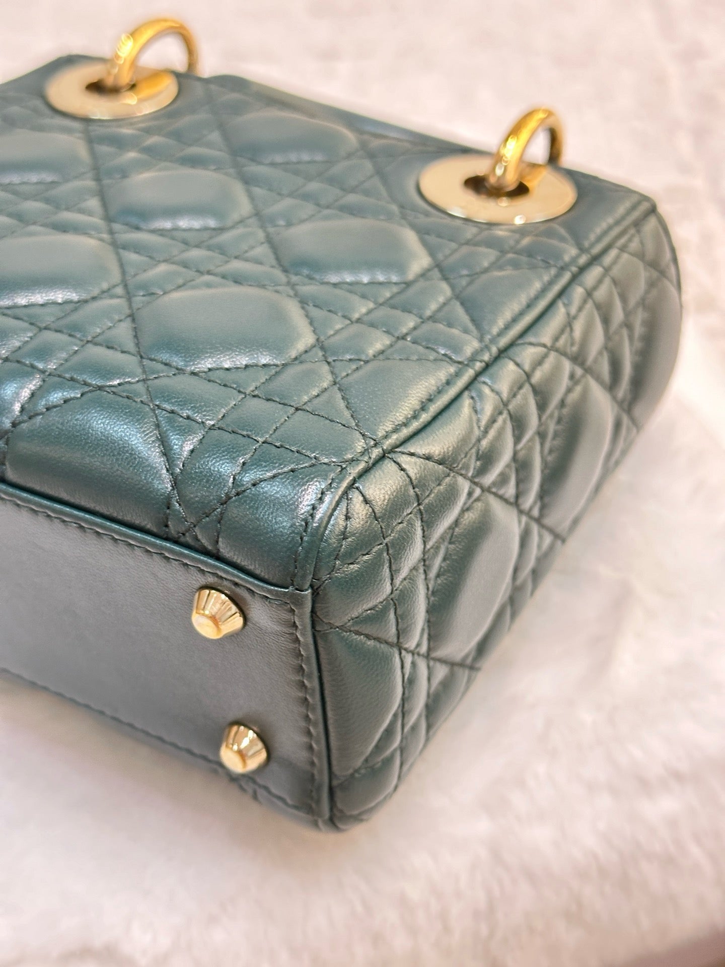 Christian Dior Mini Lambskin Cannage Lady Dior Green