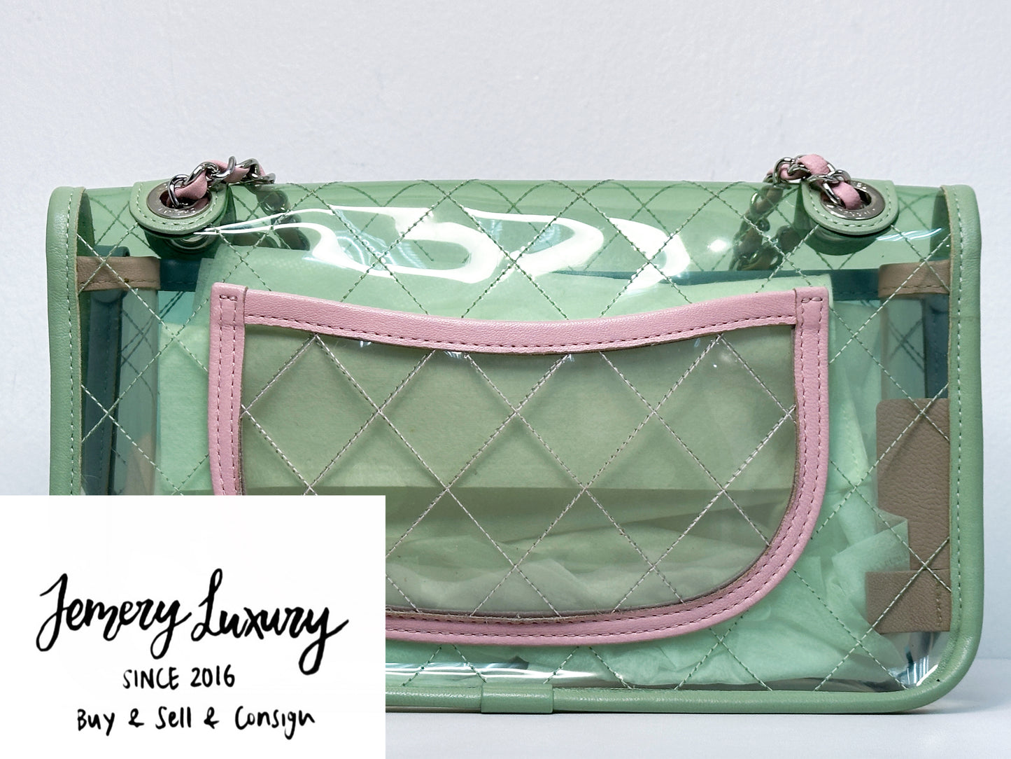 Chanel Coco Splash PVC Medium Flap Bag Green/Blue/Pink 254975 holo