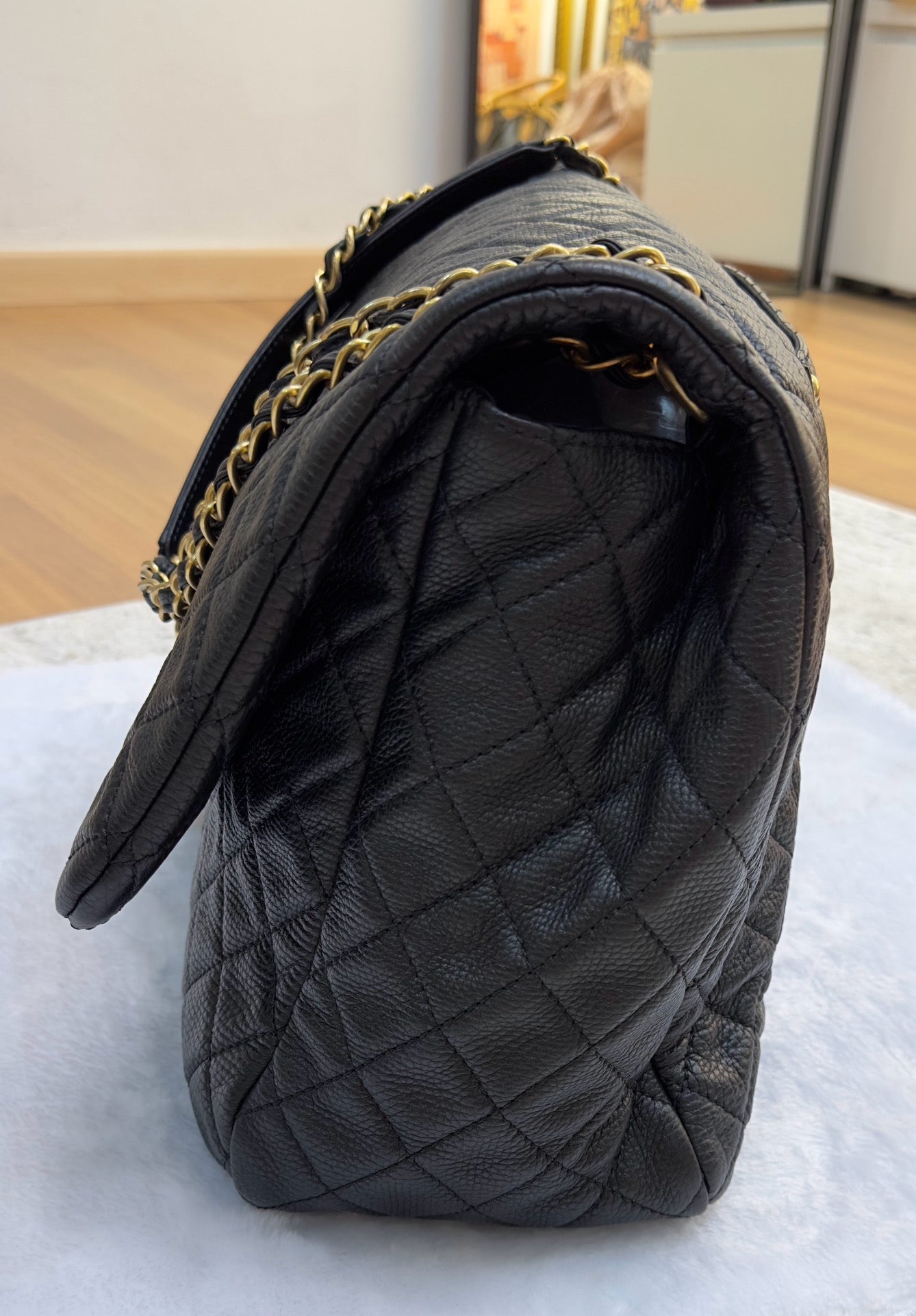 Chanel XXL Travel Calfskin Quilted Flap Bag Black GHW