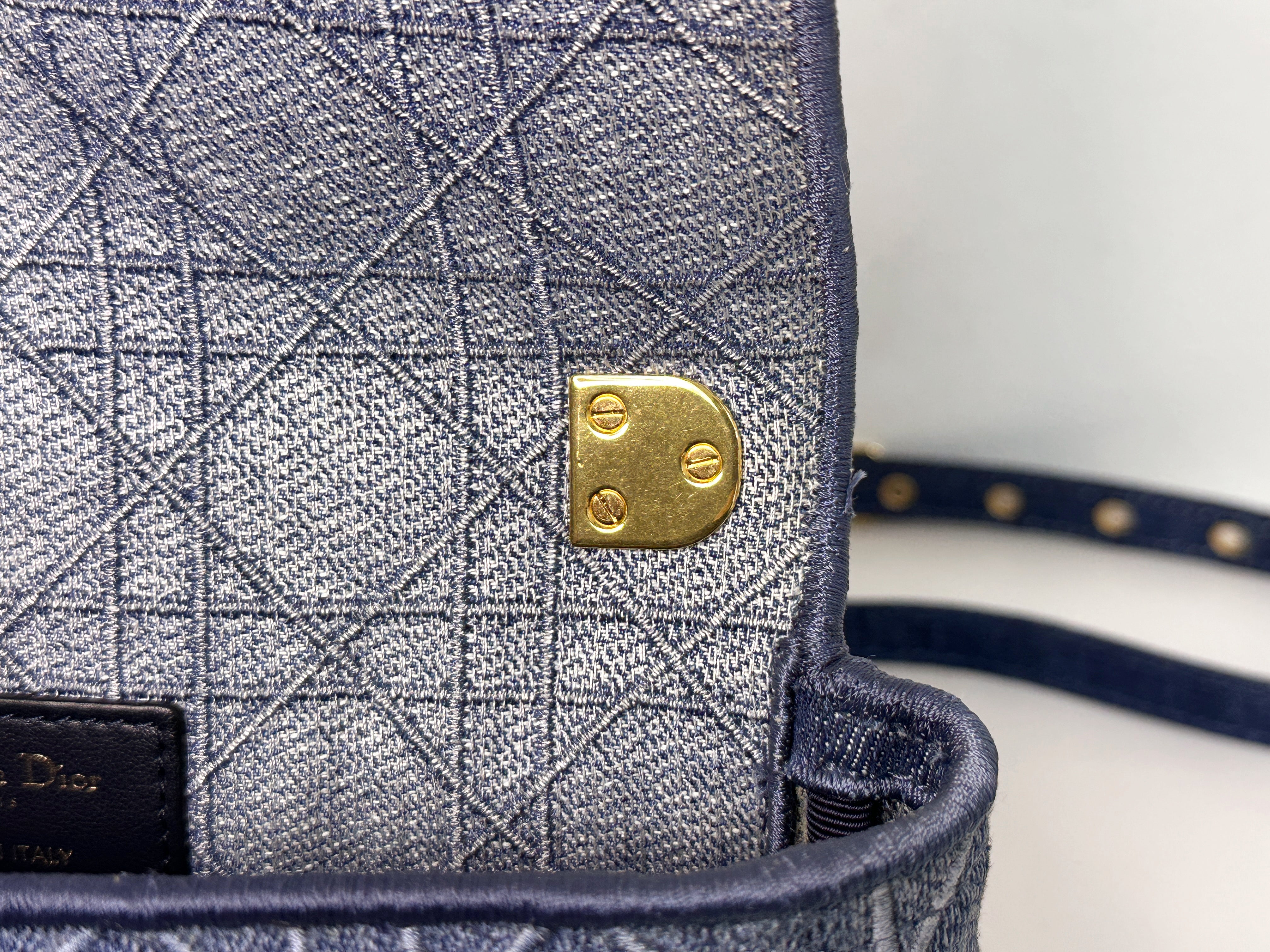 Christian Dior Denim Cannage Small Caro Bag Blue