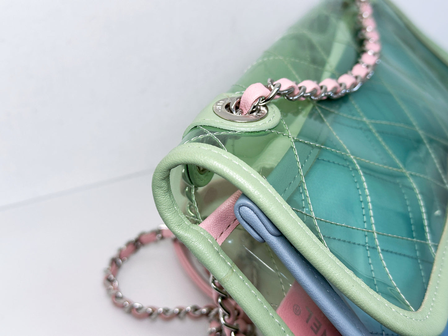 Chanel Coco Splash PVC Medium Flap Bag Green/Blue/Pink 254975 holo