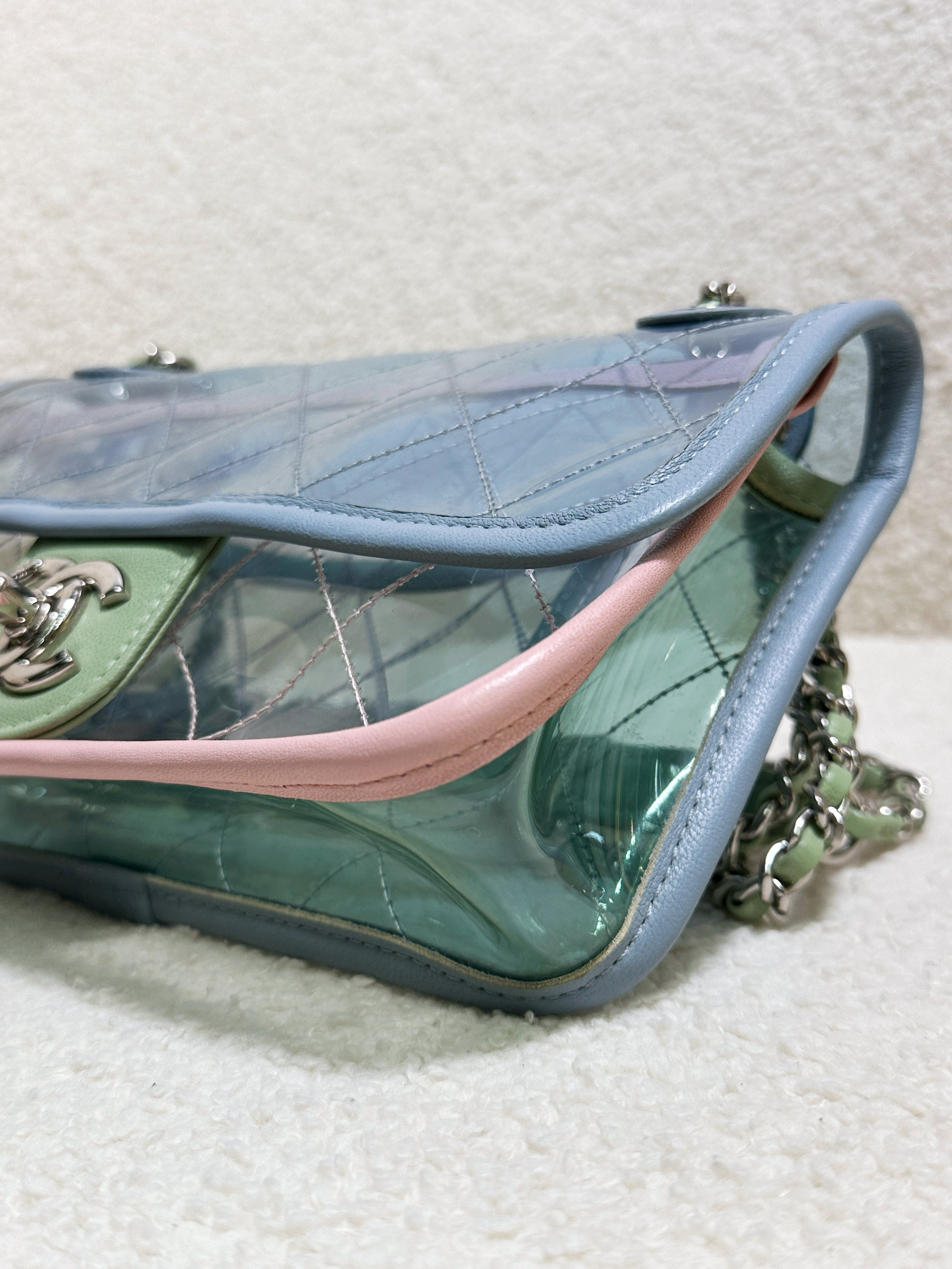 Chanel Coco Splash PVC Mini Flap Bag Blue/Pink/Green 25 holo