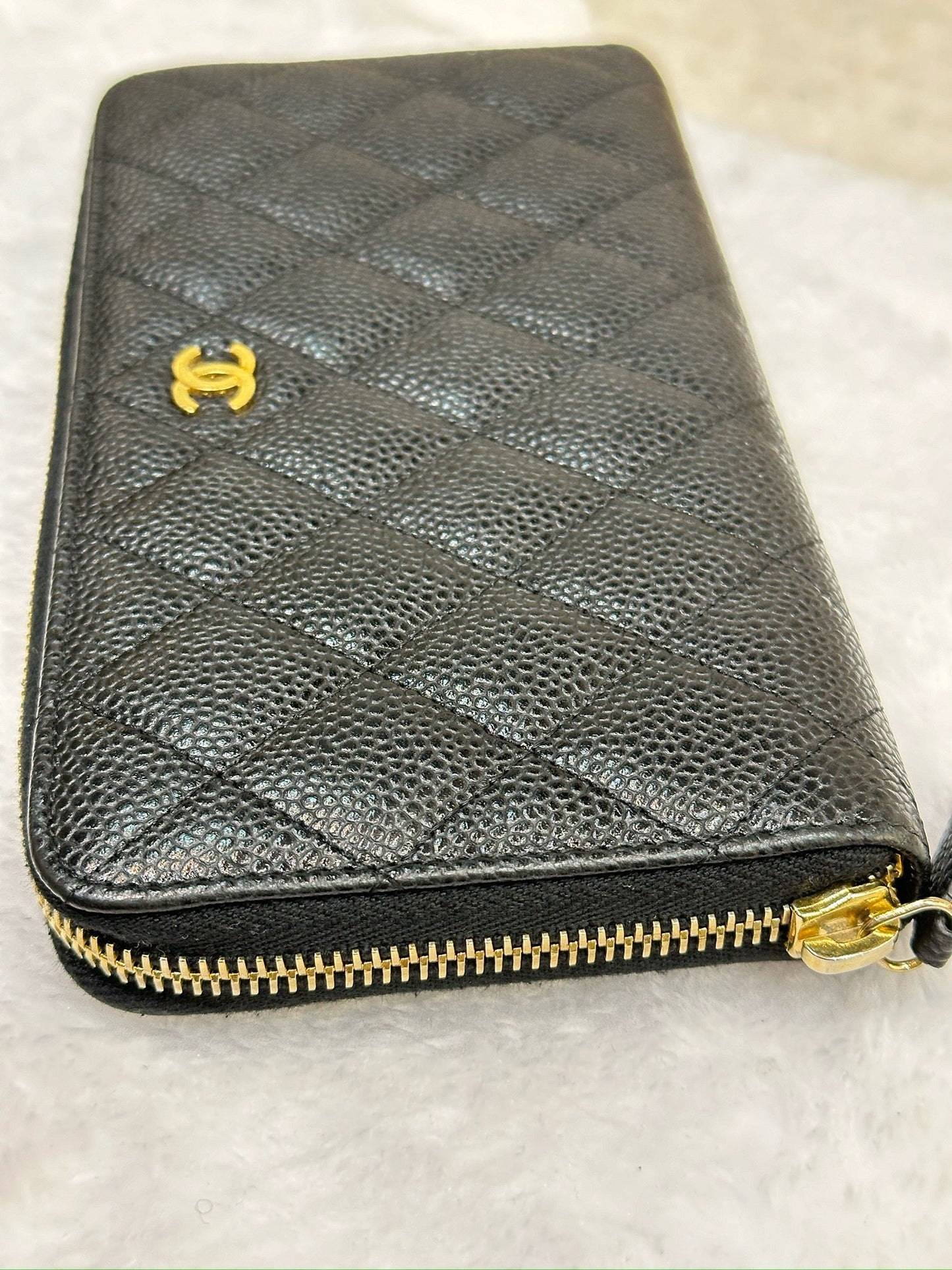 Chanel Caviar Long Zip Wallet Black GHW