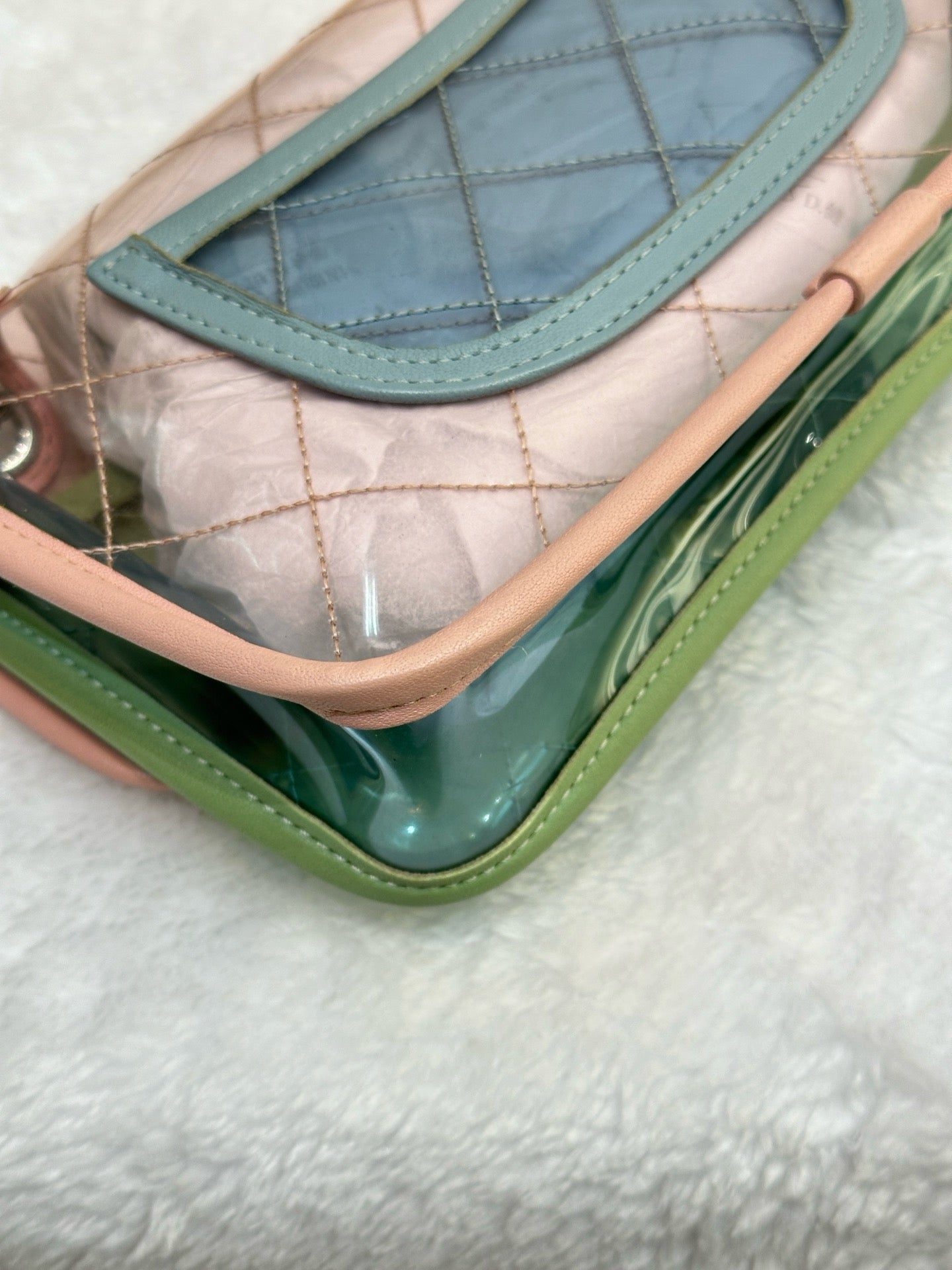 Chanel Mini Coco Splash PVC Flap Bag Pink/Green/Blue SHW 2576 holo card