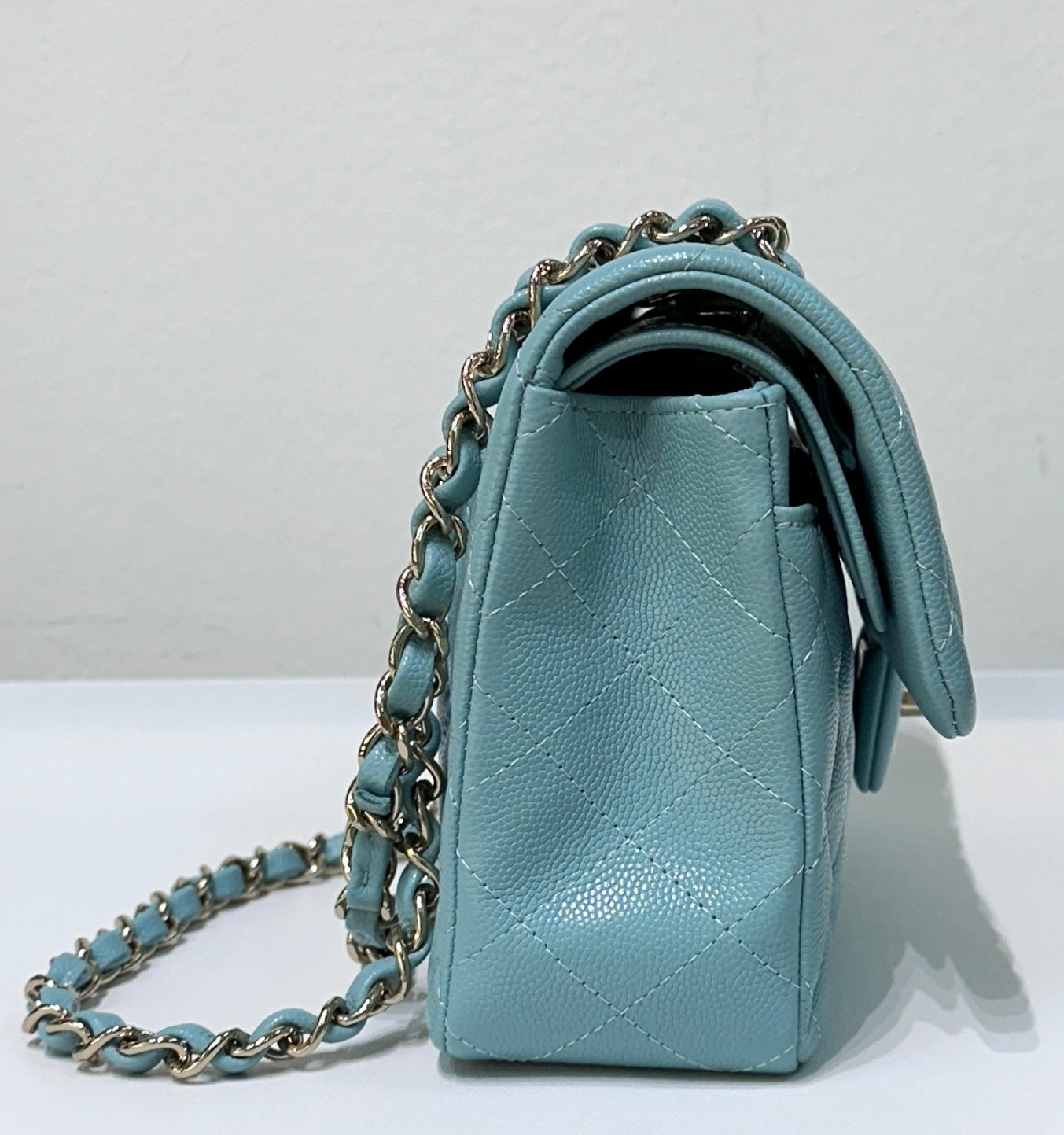 Chanel 20C Small Classic Double Flap Tiffany Blue Caviar GHW