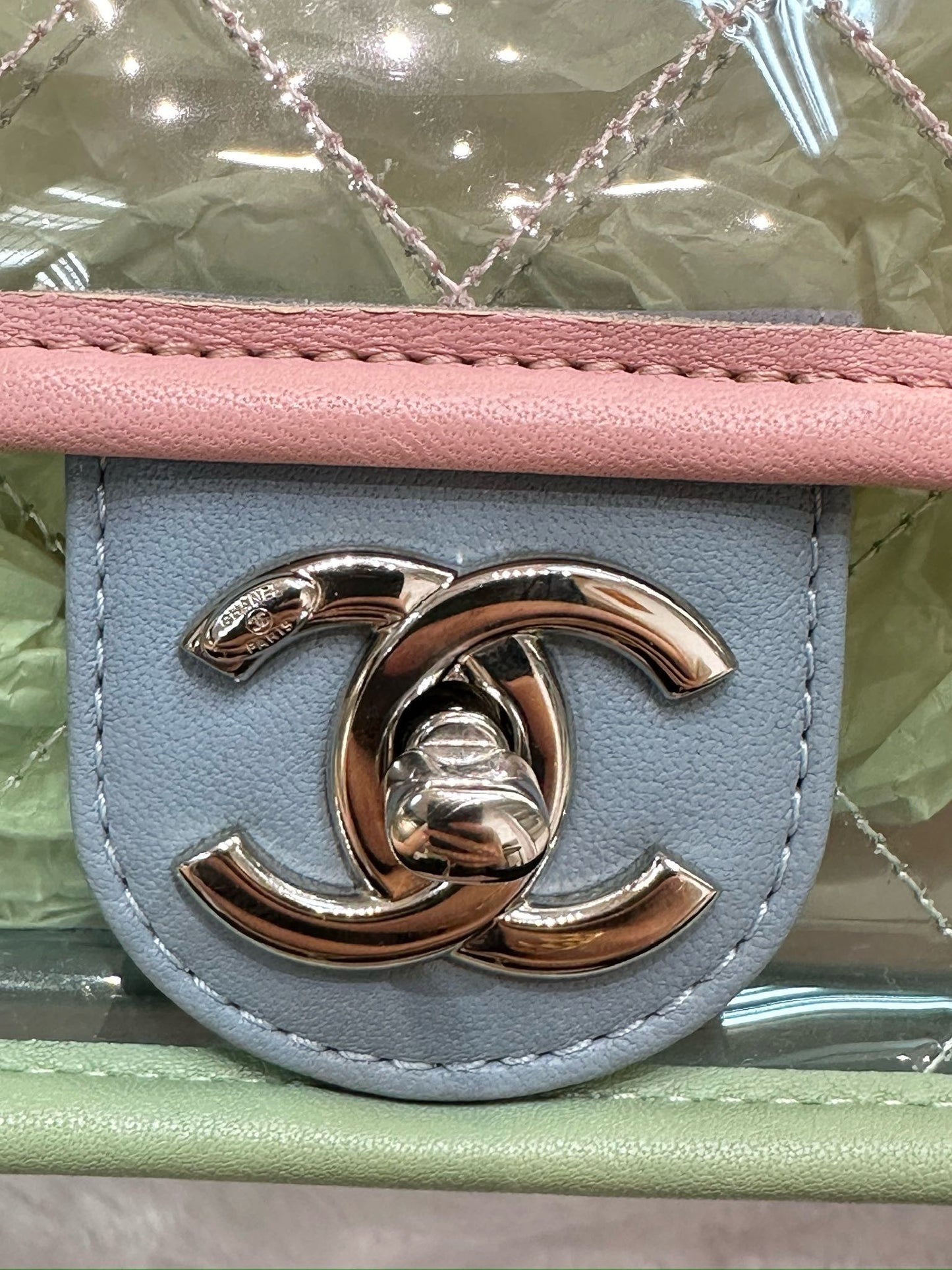 Chanel Mini Coco Splash PVC Flap Bag Pink/Green/Blue SHW