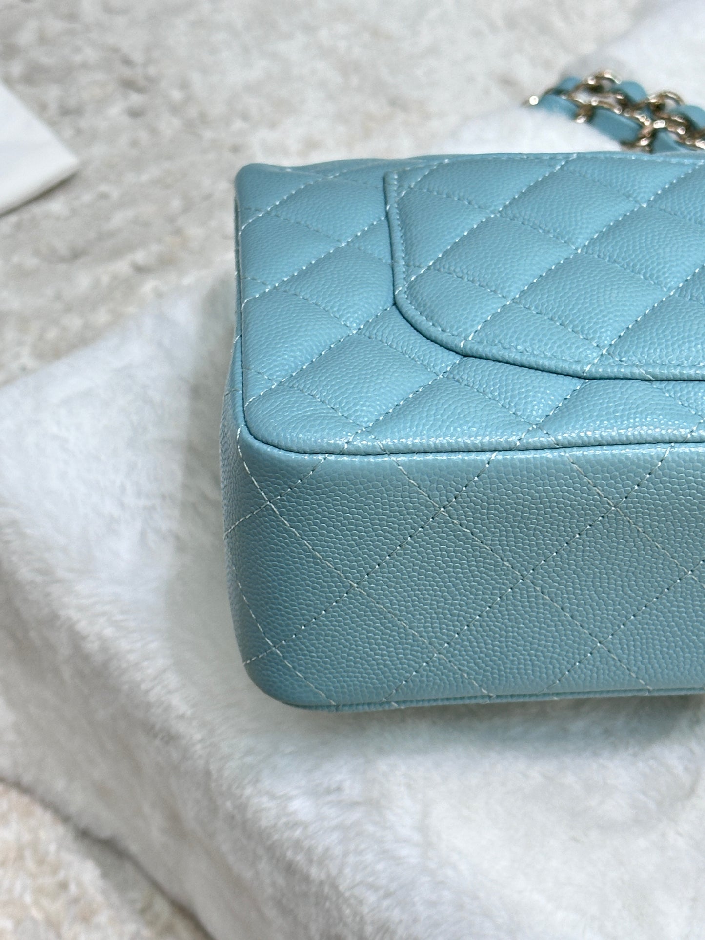 Chanel 20C Small Classic Double Flap Tiffany Blue Caviar GHW