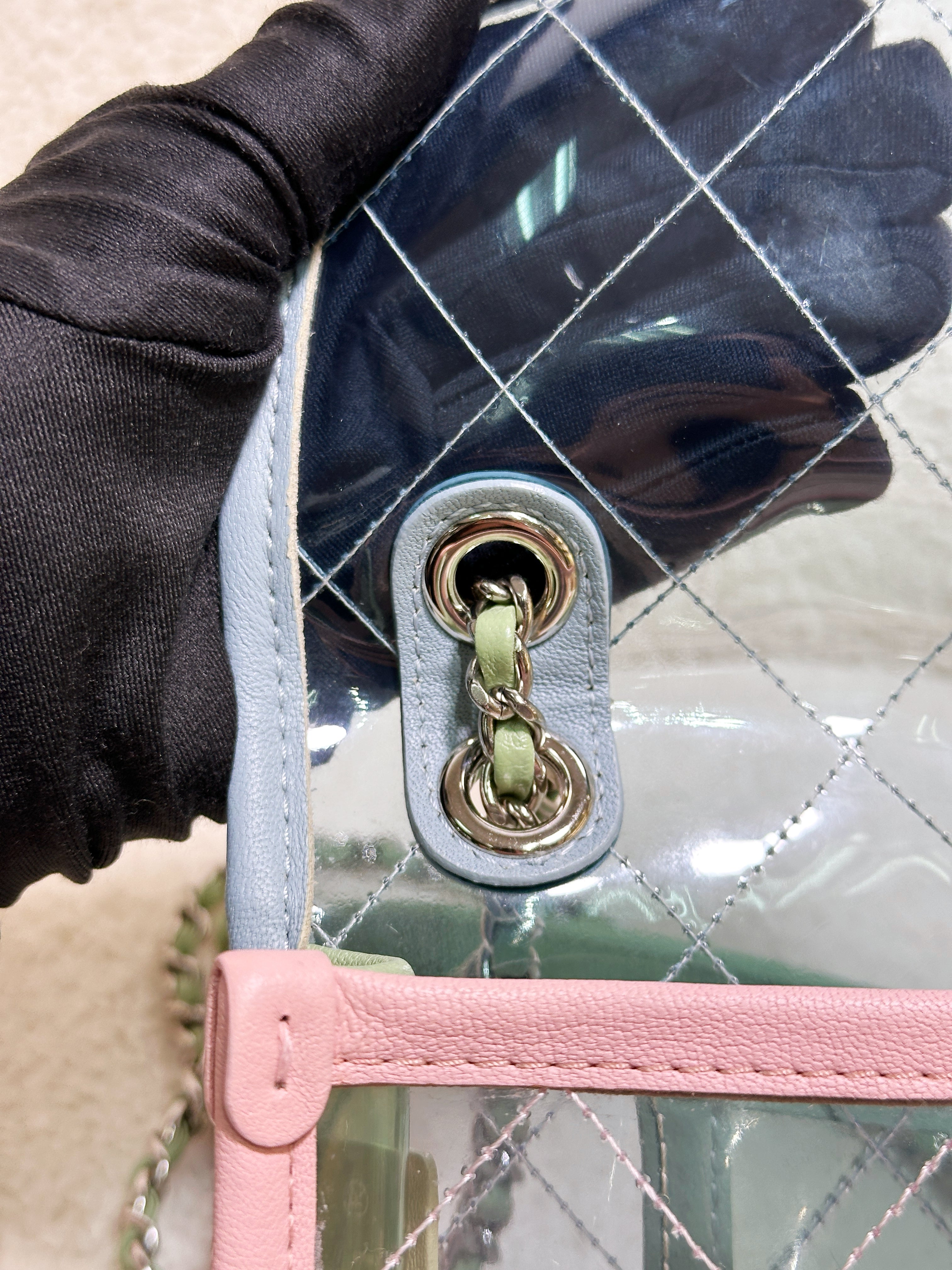 Chanel Coco Splash PVC Mini Flap Bag Blue/Pink/Green 25 holo