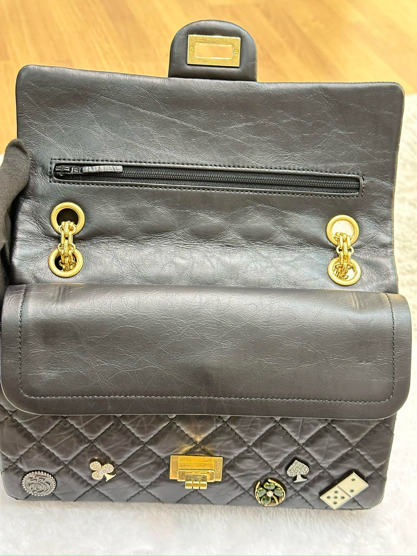 Chanel Small 2.55 Reissue Aged Calfskin Lucky Charms 225 Flap Black