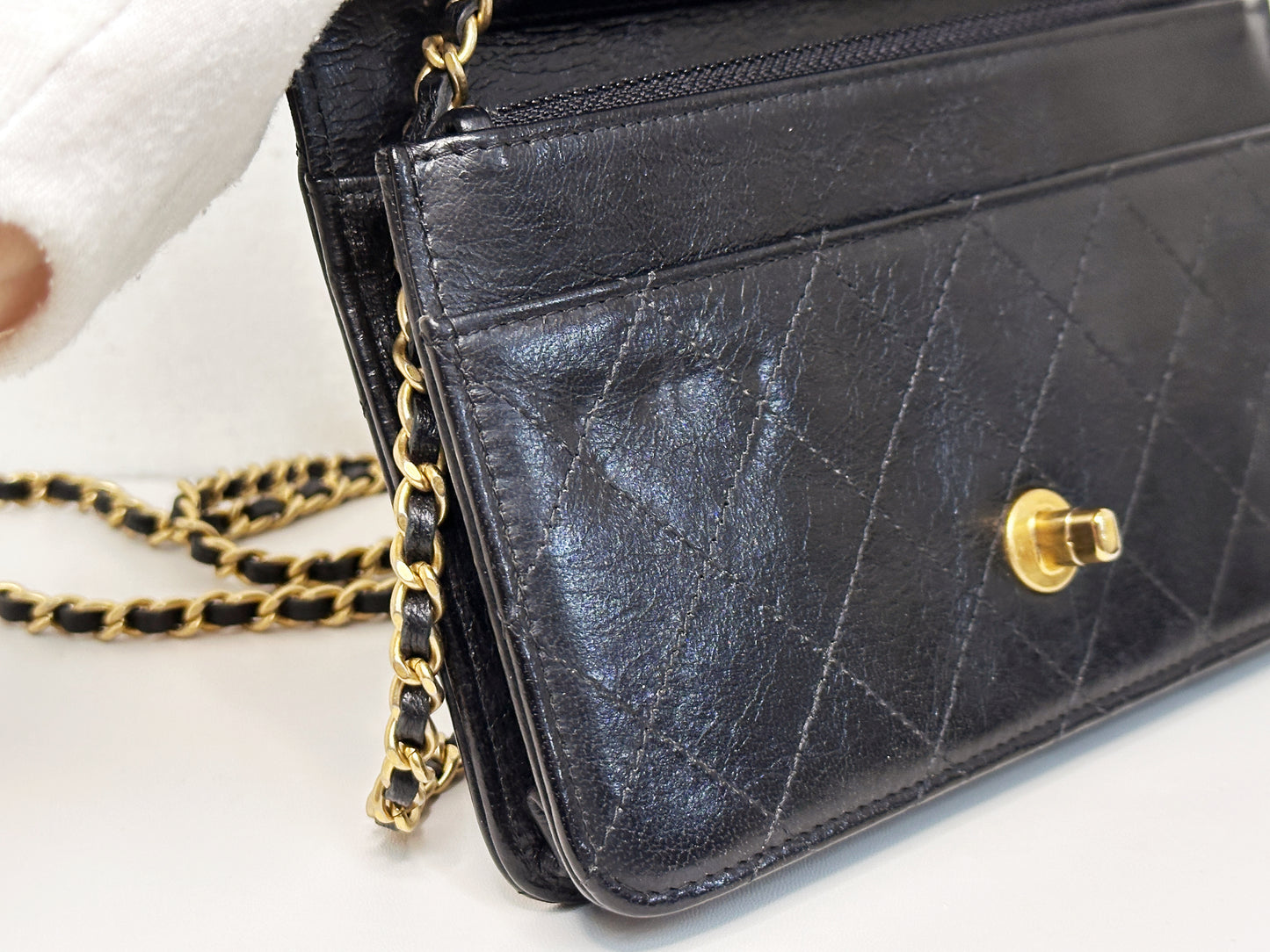 Chanel Golden Class Wallet on Chain Black 2650 holo card