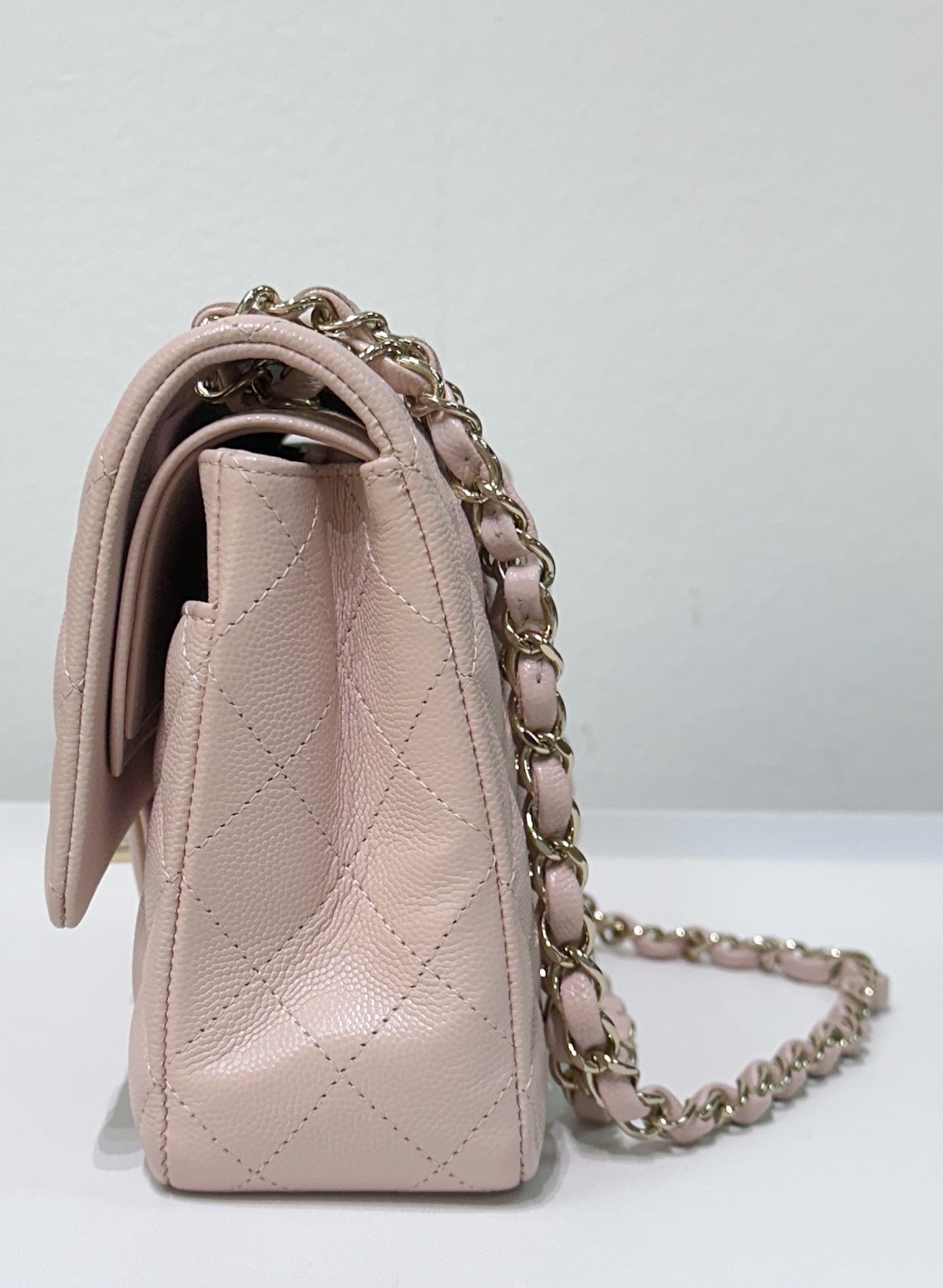 Chanel Medium Caviar Quilted Double Flap Light Pink 21Ｃ