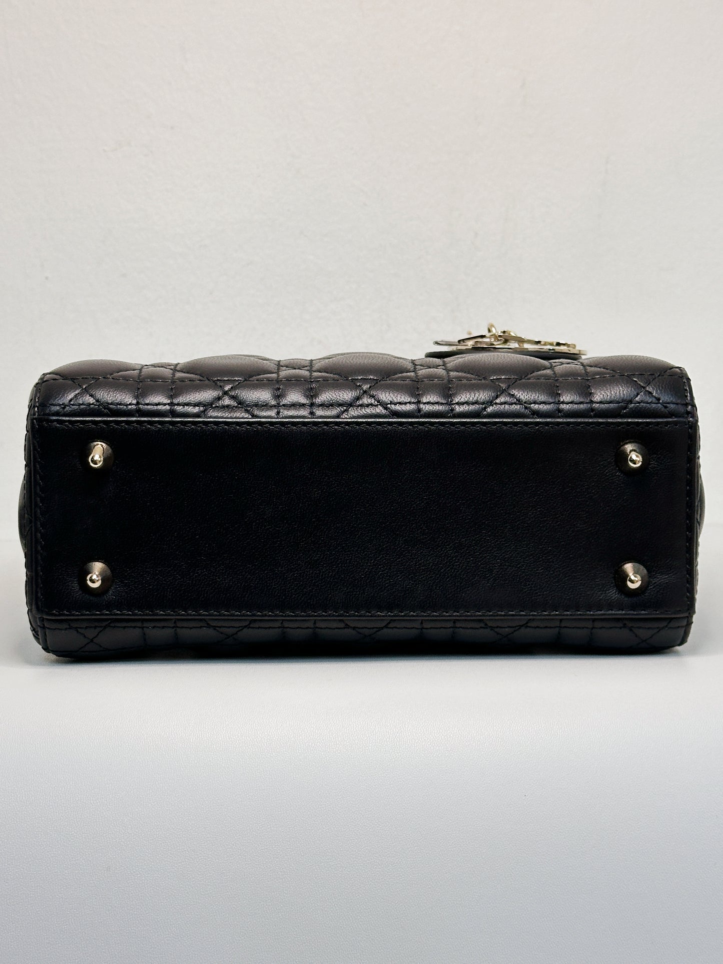 Christian Dior Small Cannage Lambskin My Lady Dior ABC Bag Black GHW