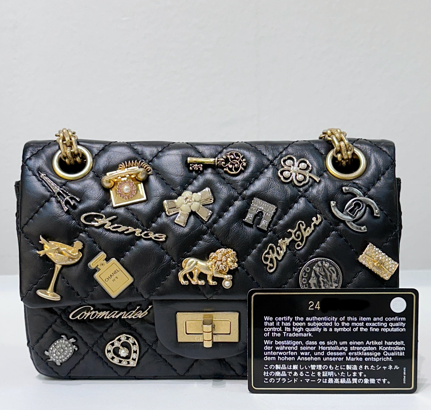 Chanel Aged Calfskin Lucky Charms 2.55 Reissue 224 Flap Black GHW