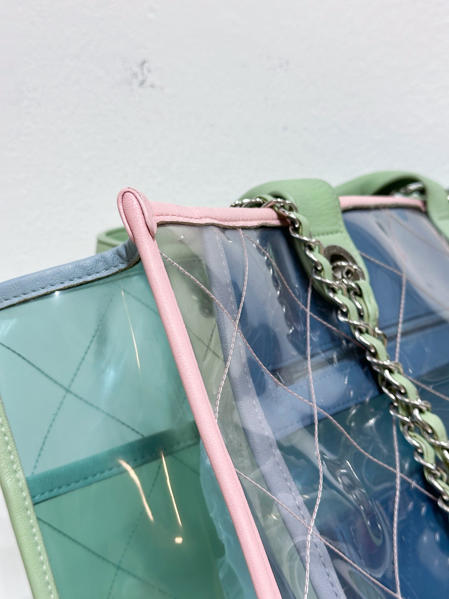 Chanel PVC Green/Pink/Blue Tote bag 2584 holo card