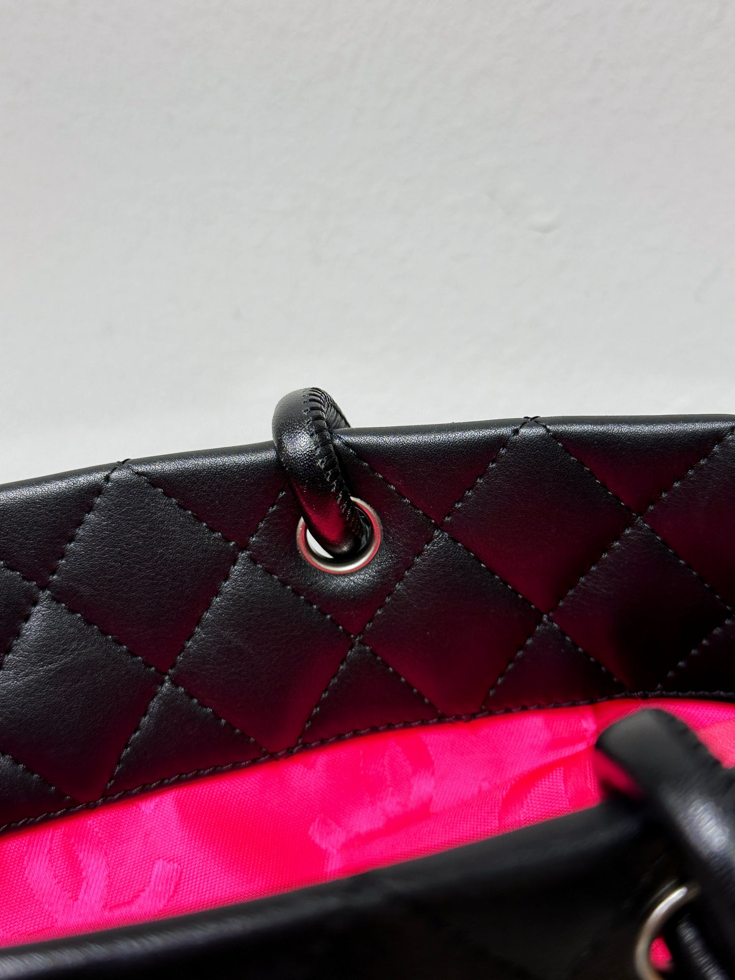 Chanel Calfskin Cambon Line Medium Tote Bag Black 1531 holo