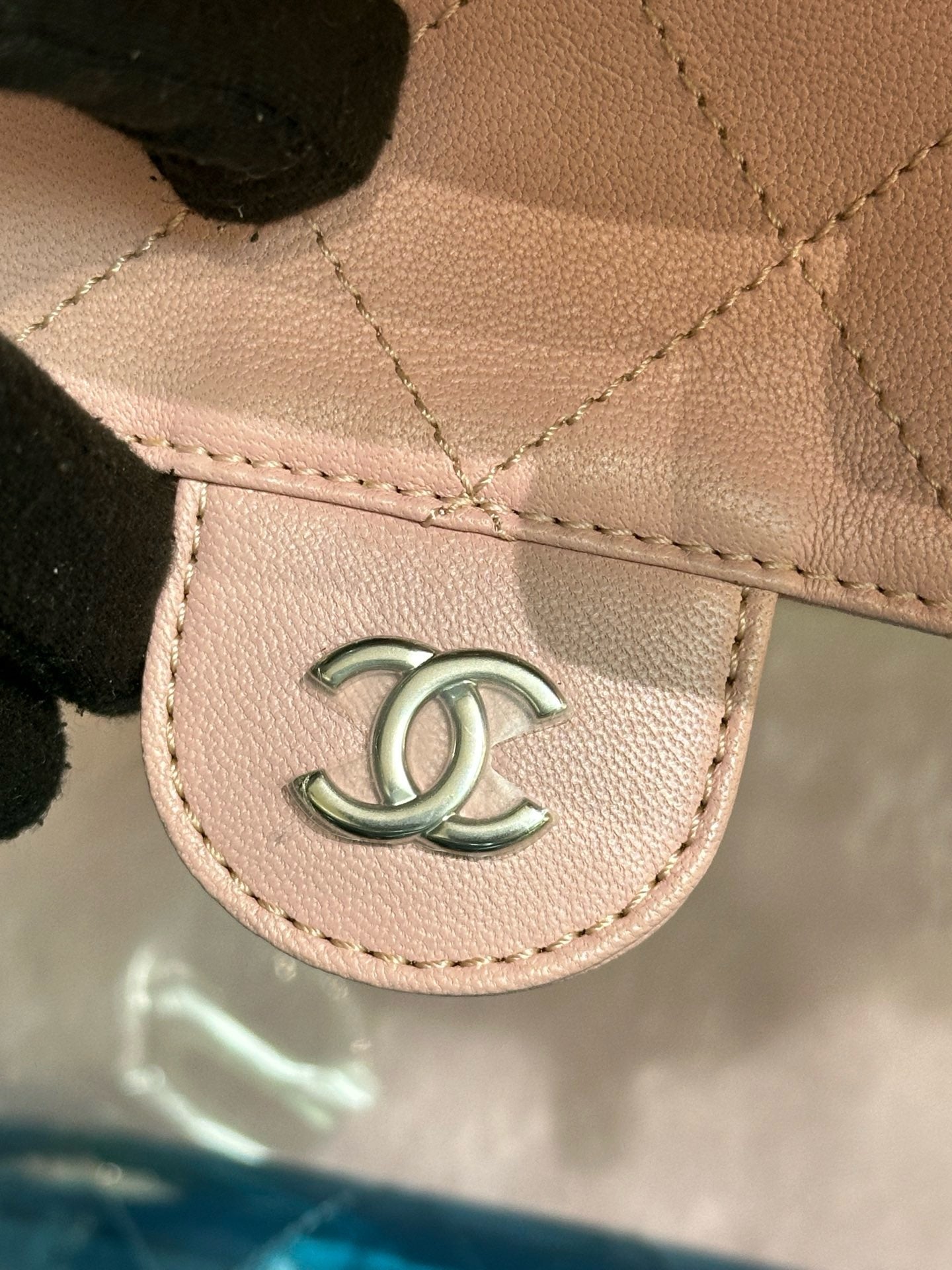 Chanel Lambskin PVC Quilted Medium Coco Splash Shopping Bag Blue Green Pink