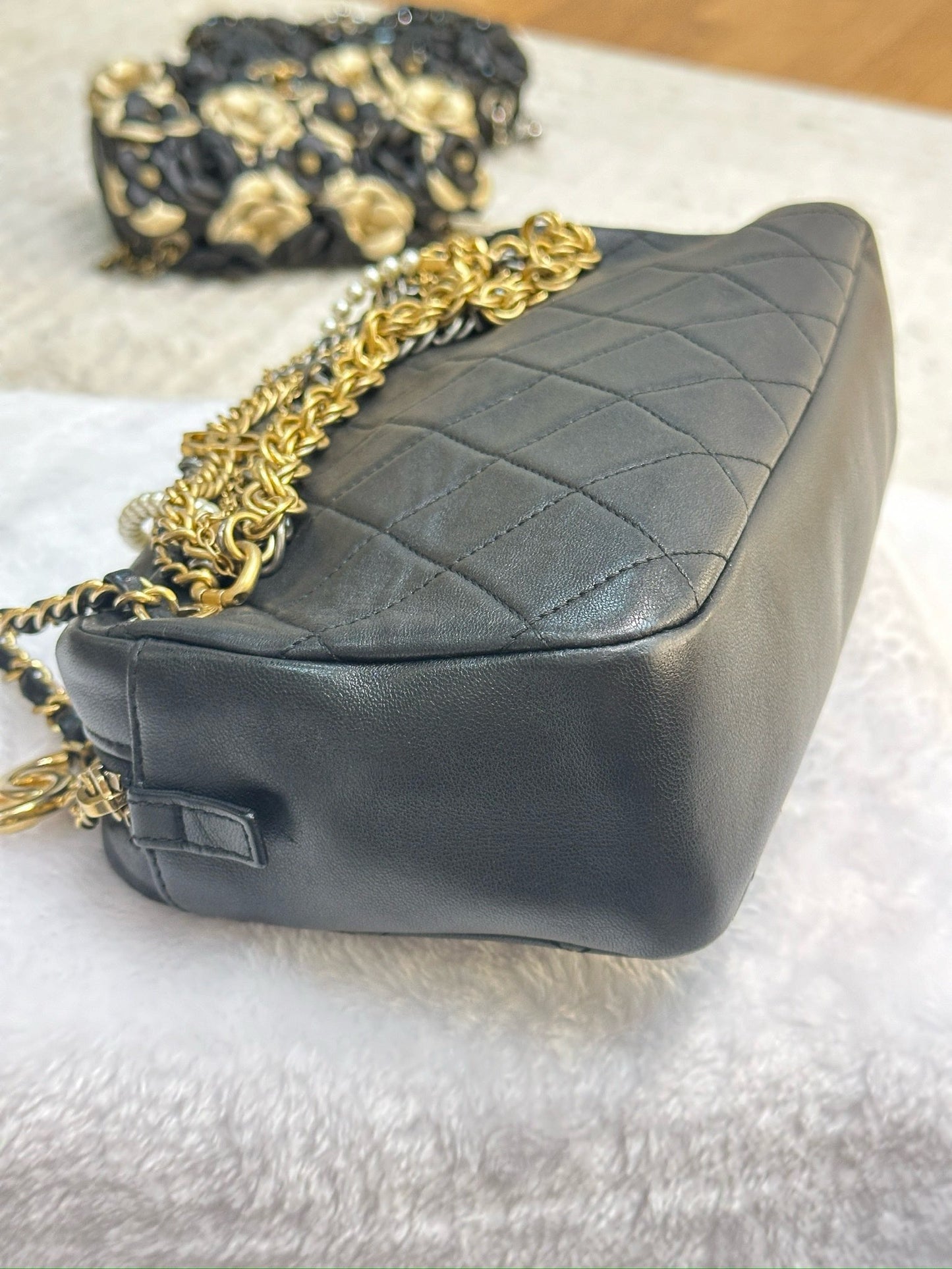 Chanel Lambskin Quilted All About Chains Camera Bag Black