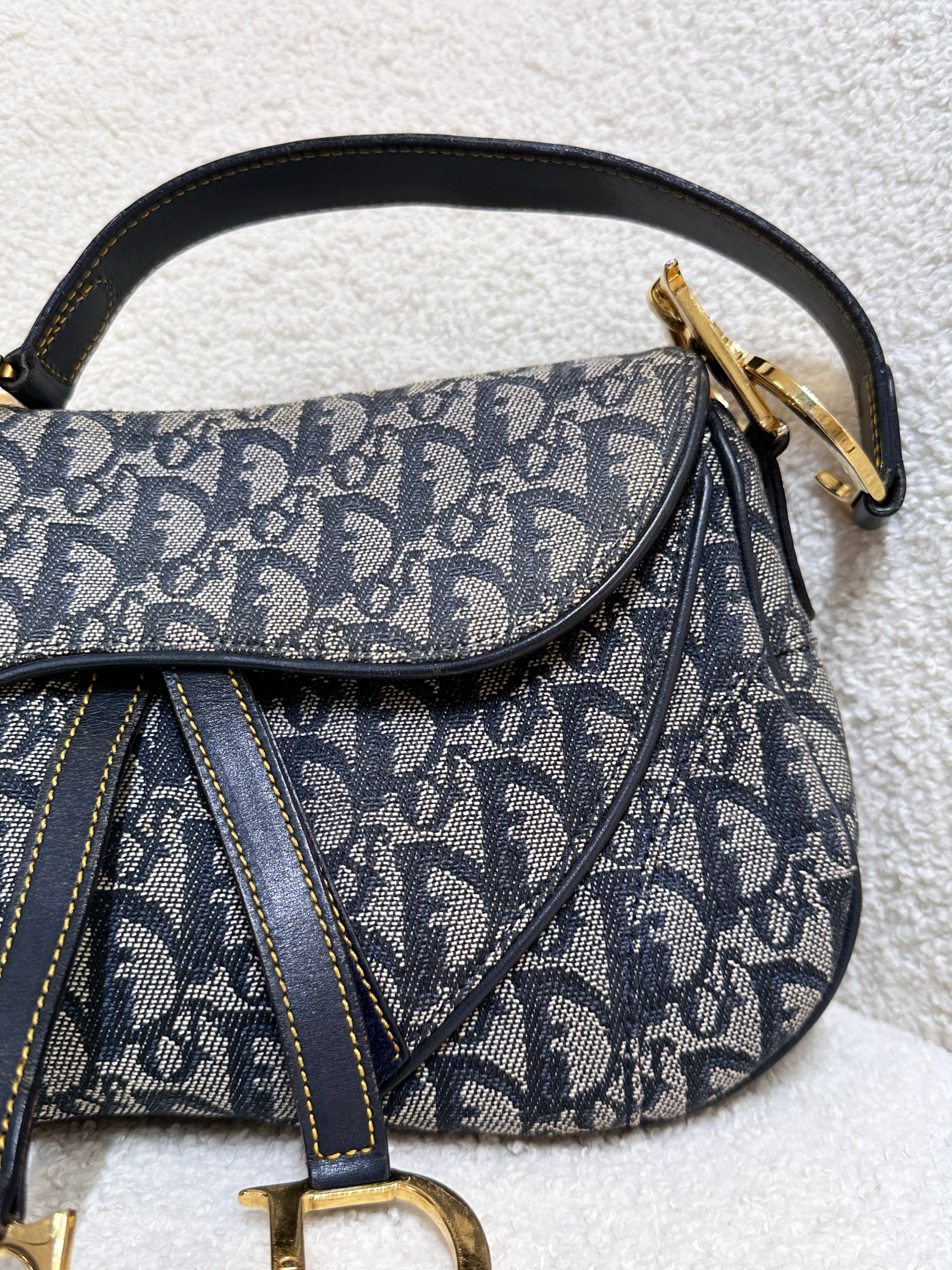 Christian Dior Double Saddle Canvas Navy blue 2001 year