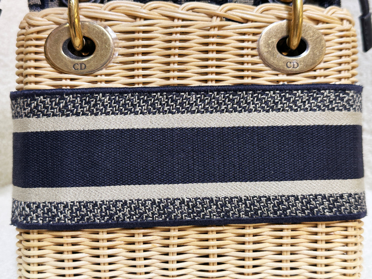 Christian Dior Bicolor Wicker Jacquard Mini Lady Dior Bag