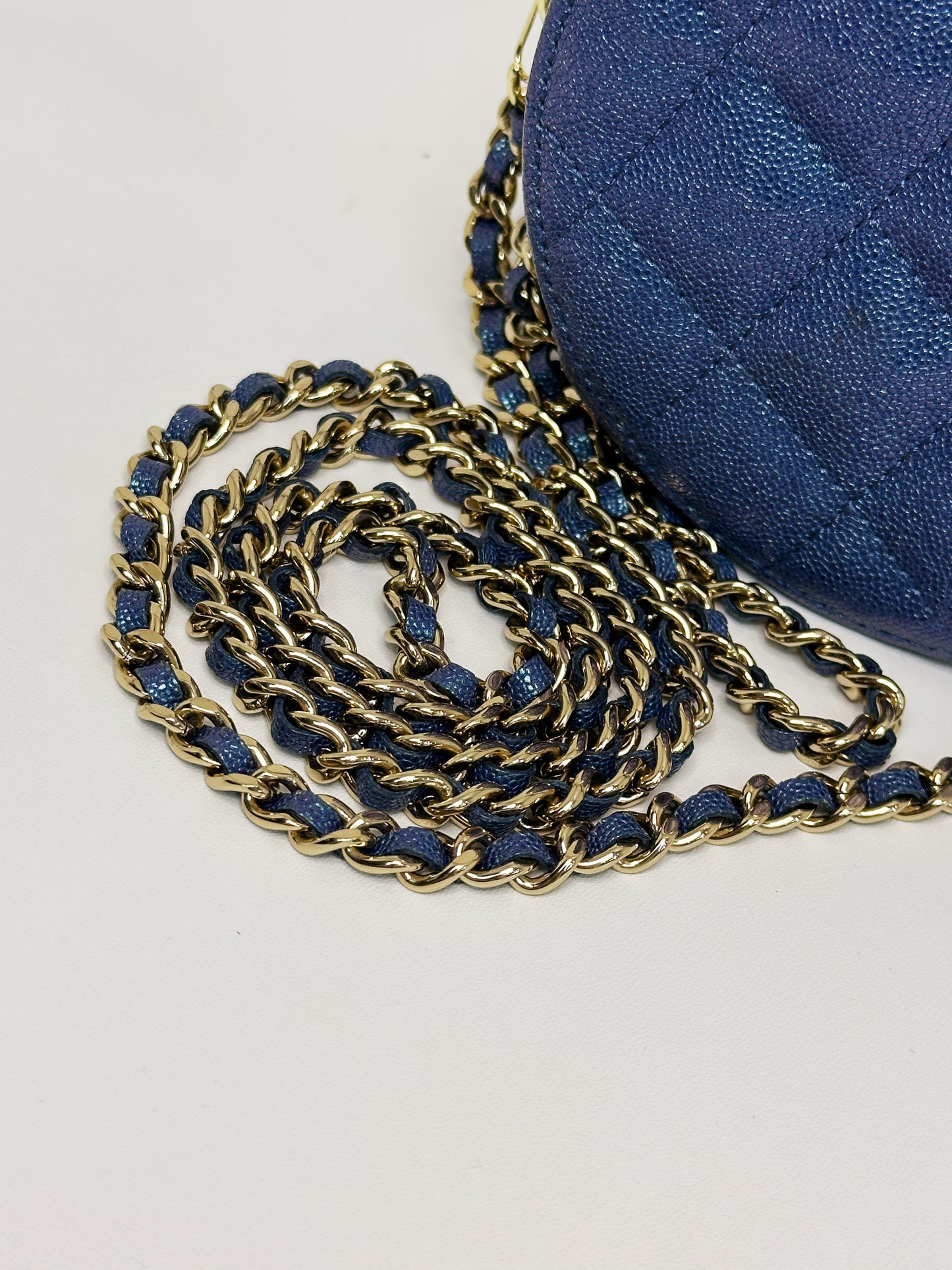Chanel Matelasse Classic Chain Shoulder Bag Blue 2798 holo card