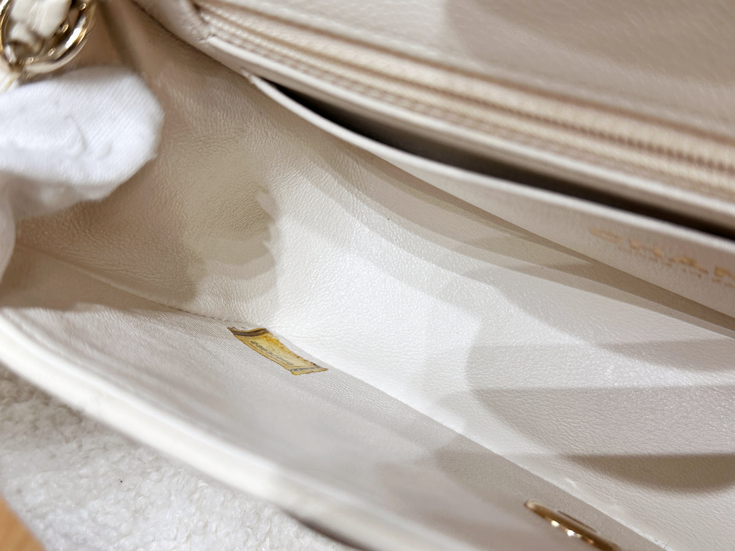 Chanel Mini Rectangular Classic Quilted Caviar Ivory 17C GHW 2383 holo card