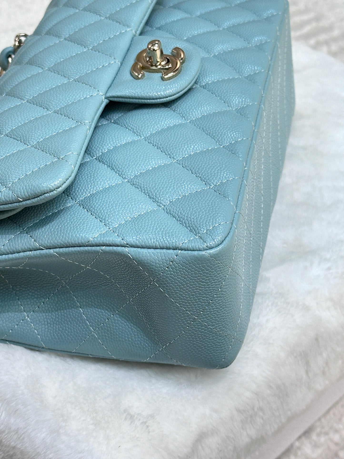 Chanel 20C Small Classic Double Flap Tiffany Blue Caviar GHW