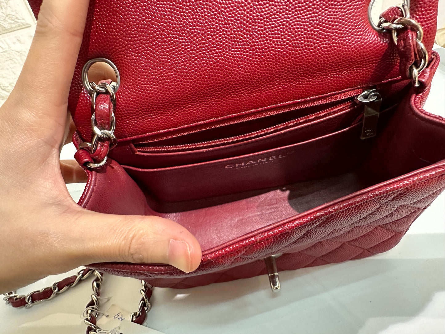 Chanel Classic Square Mini Flap in Red Caviar and SHW