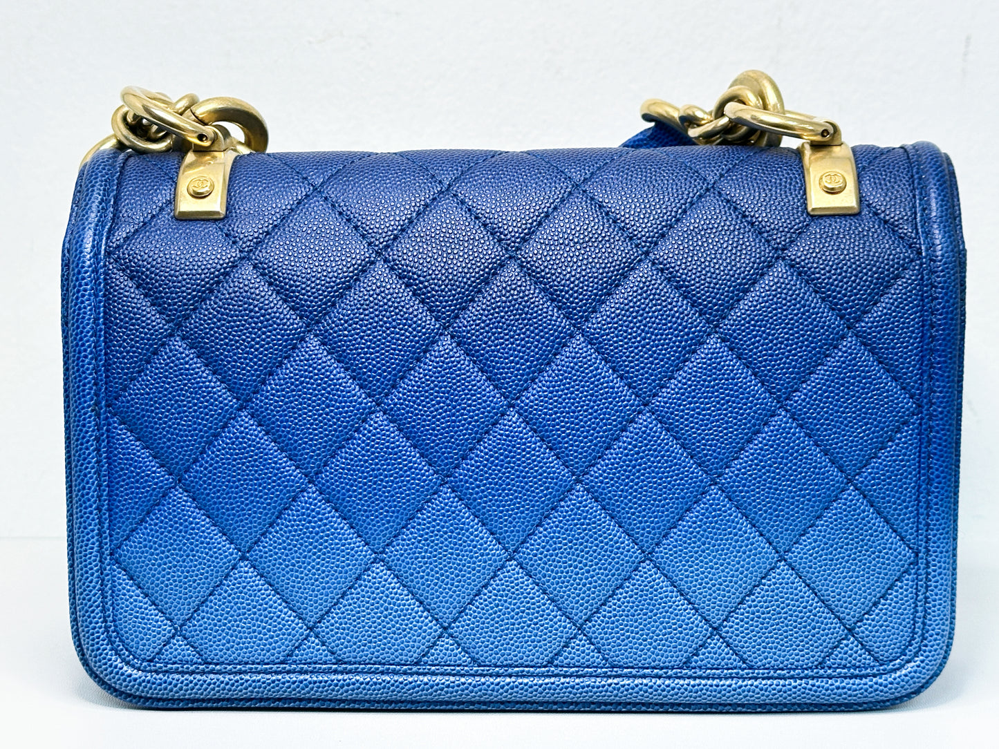 CHANEL Caviar Quilted Small Sunset On The Sea Flap Blue 2721 holo card
