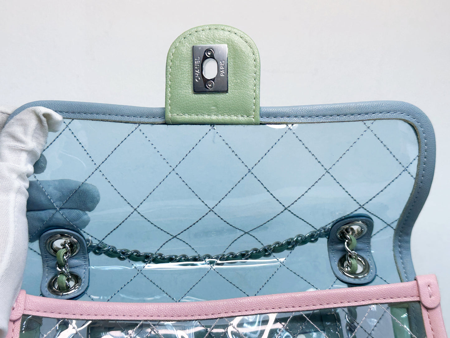 Chanel Coco Splash PVC Mini Flap Bag Blue/Green/Pink 2569 holo