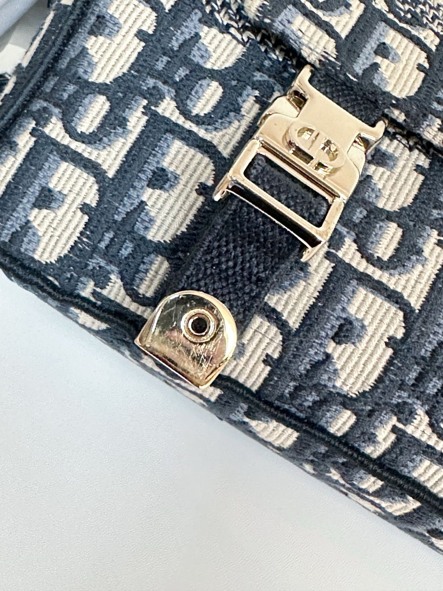 Dior Small Diorcamp Bag in Blue Oblique Embroidery Canvas and LGHW 2022year