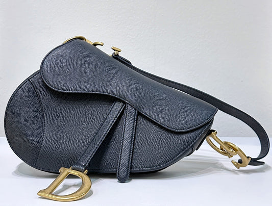 Christian Dior Meidum Leather Saddle Bag Black