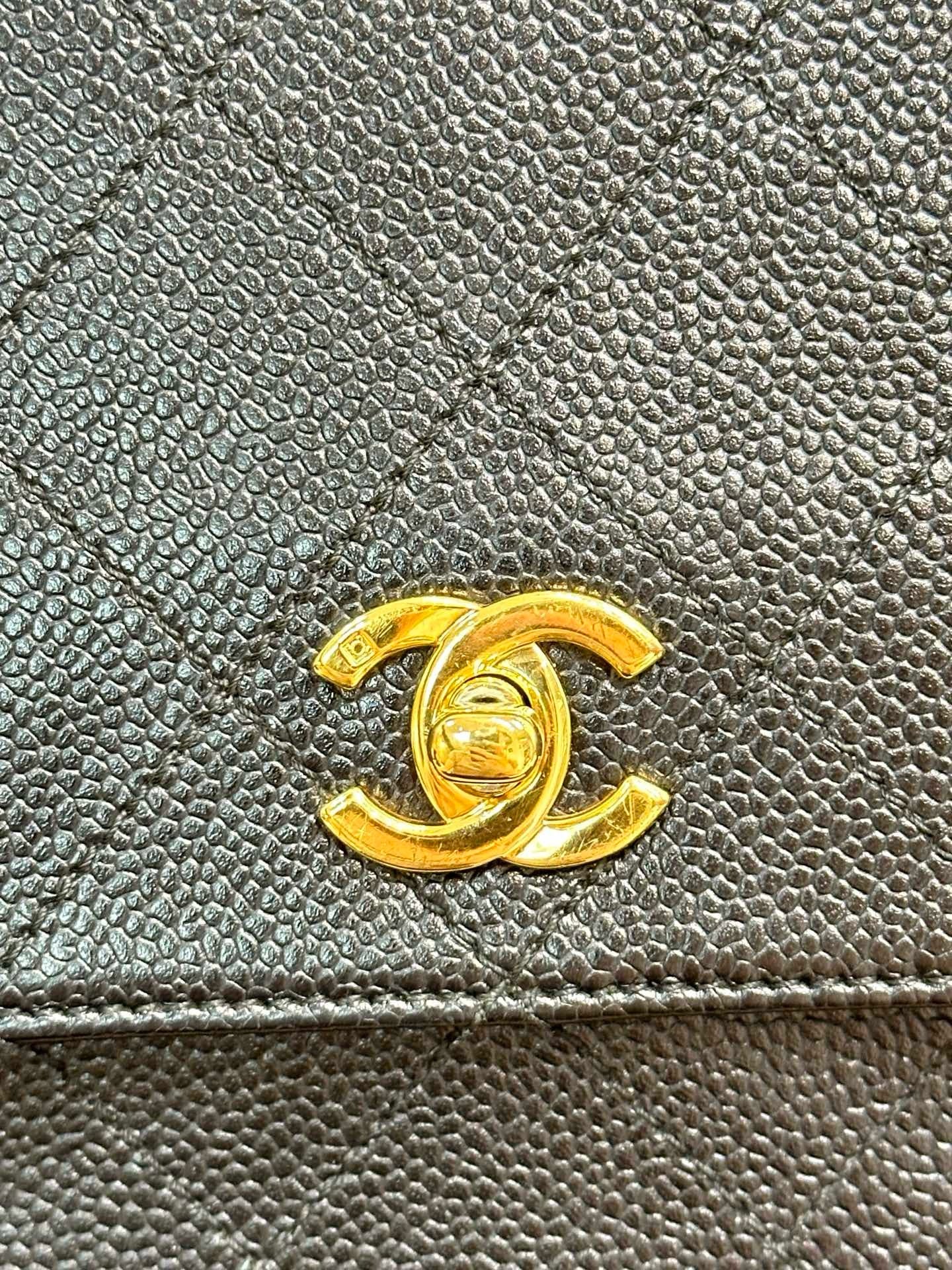 Chanel Small Vintage CC Stitched Caviar Flap Shoulder Bag