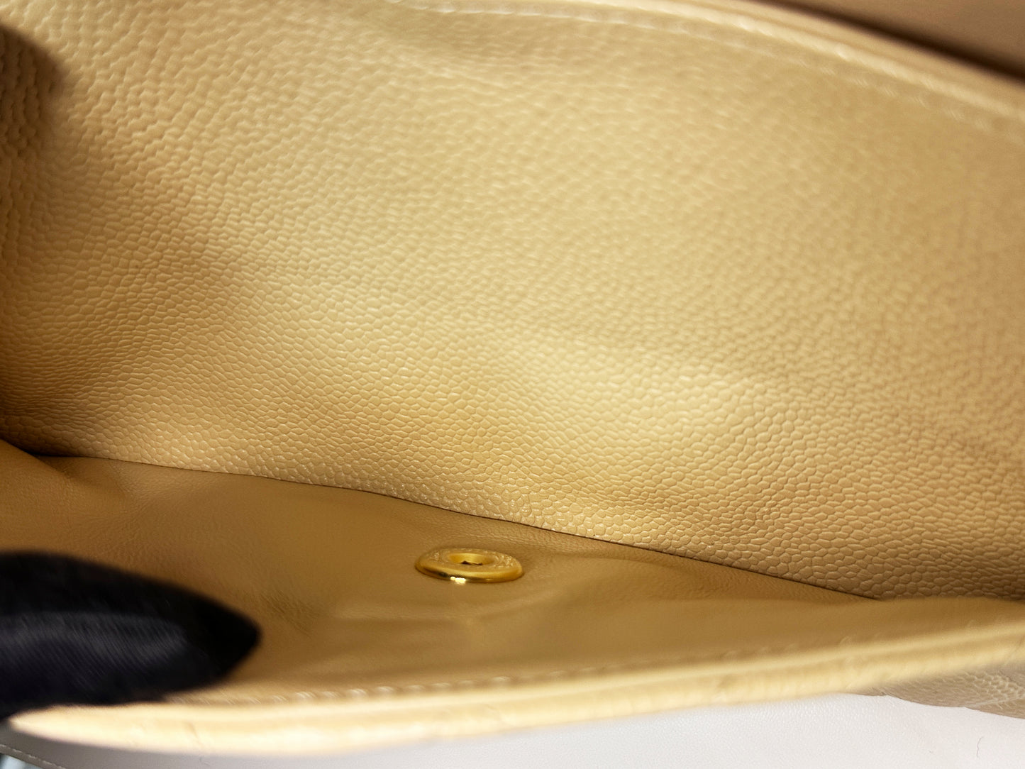 Chanel Medium Beige Classic Caviar Double Flap Bag GHW 2163 holo