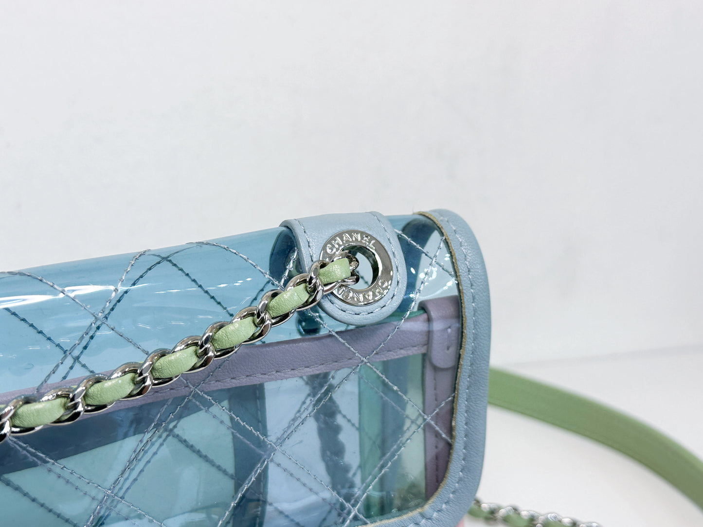 Chanel Coco Splash PVC Mini Flap Bag Blue/Green/Pink 2569 holo